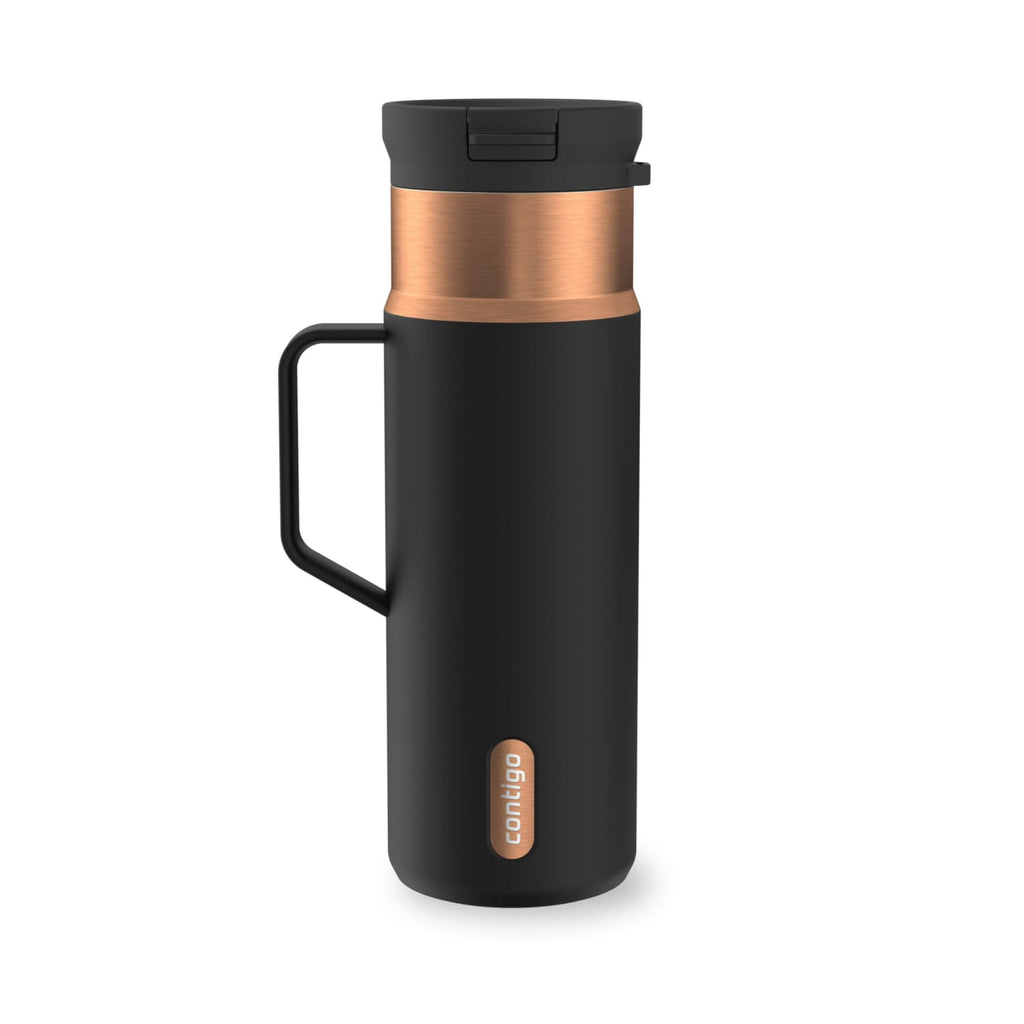 Contigo SnapSeal Leakproof Stainless Steel Reusable Water Bottle Tumbler with Side Handle, Dark Blue/Bronze, 20 oz | TZW7