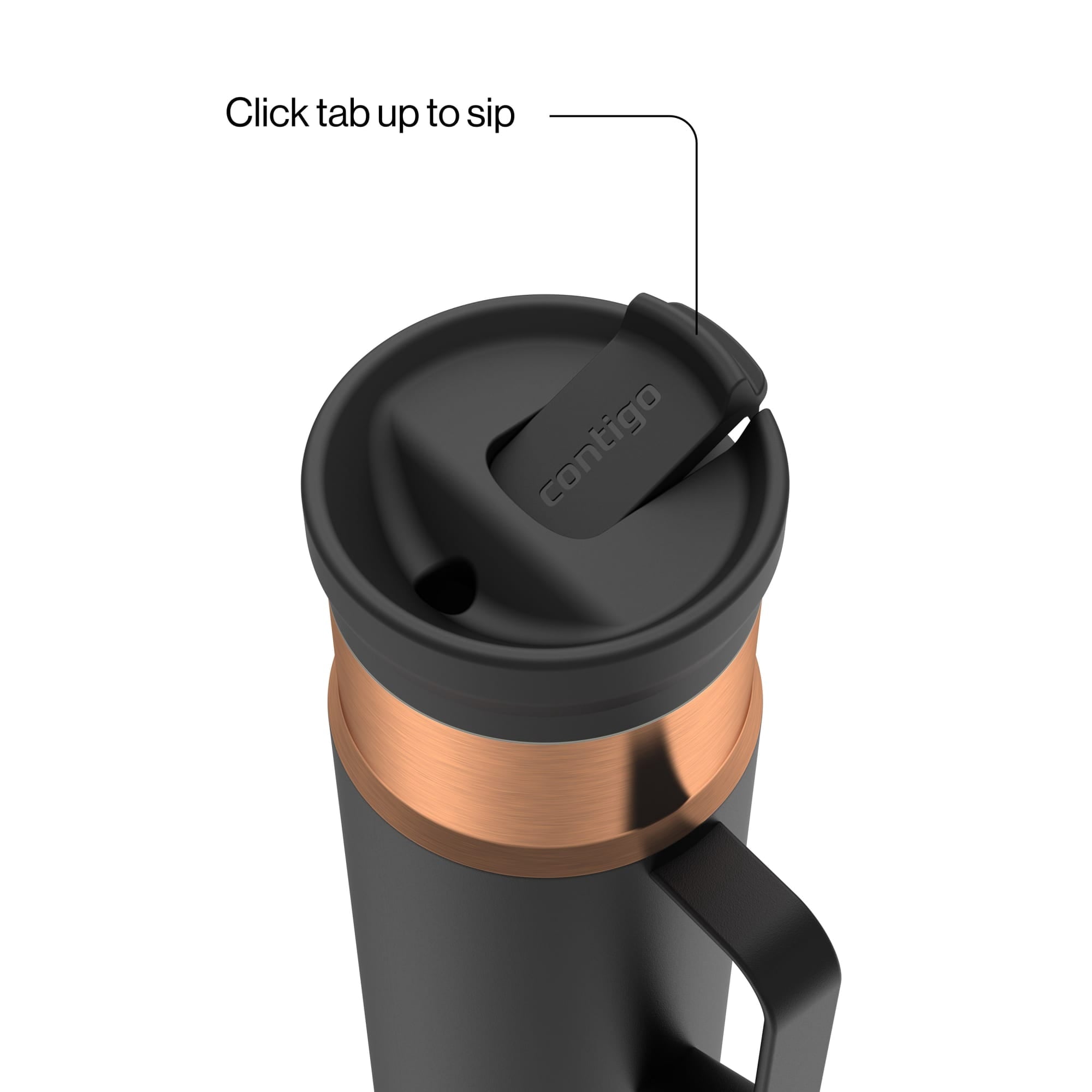 Contigo SnapSeal Leakproof Stainless Steel Reusable Water Bottle Tumbler with Side Handle, Dark Blue/Bronze, 20 oz | TZW7