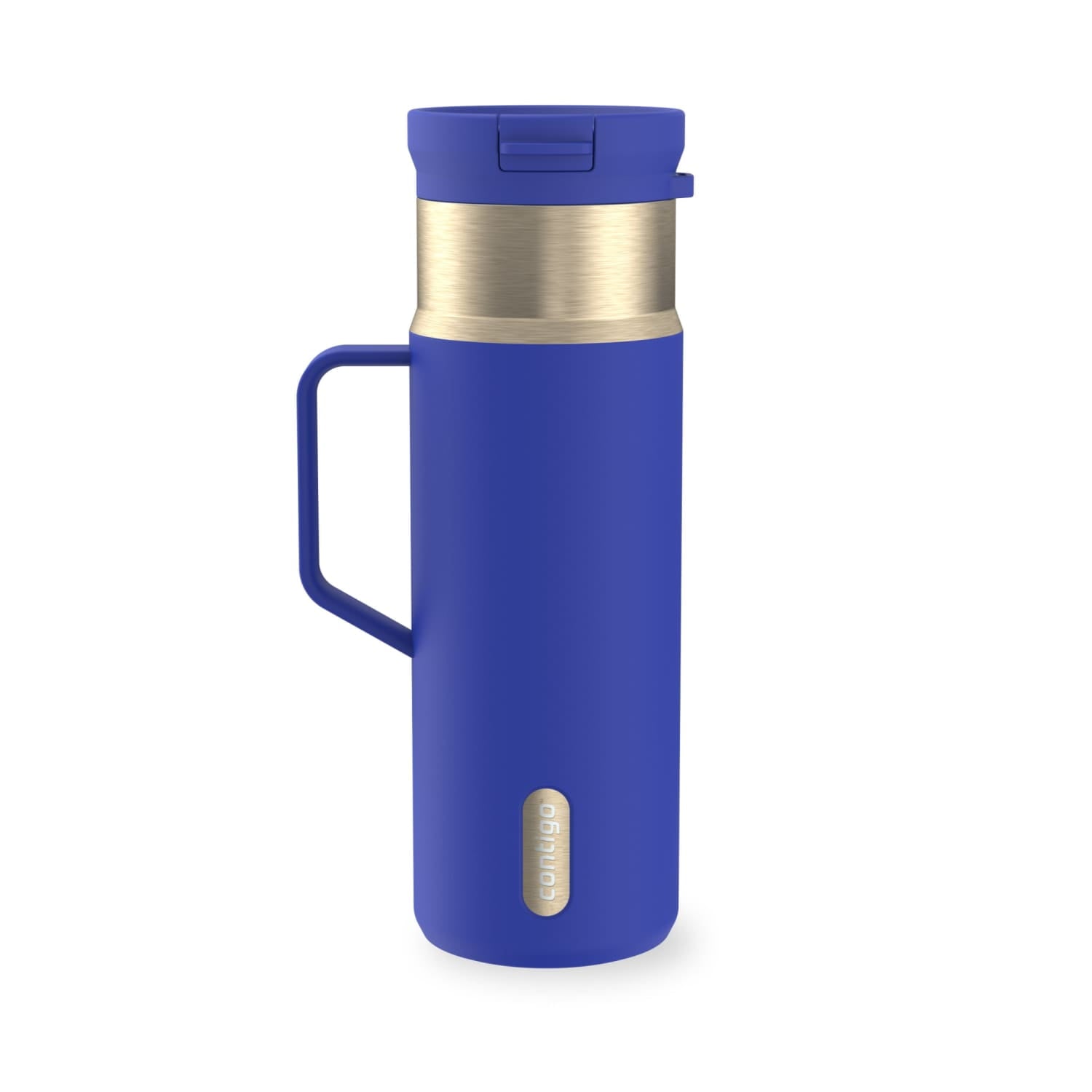 Contigo SnapSeal Leakproof Stainless Steel Reusable Water Bottle Tumbler with Side Handle, Dark Blue/Bronze, 20 oz | TZW7