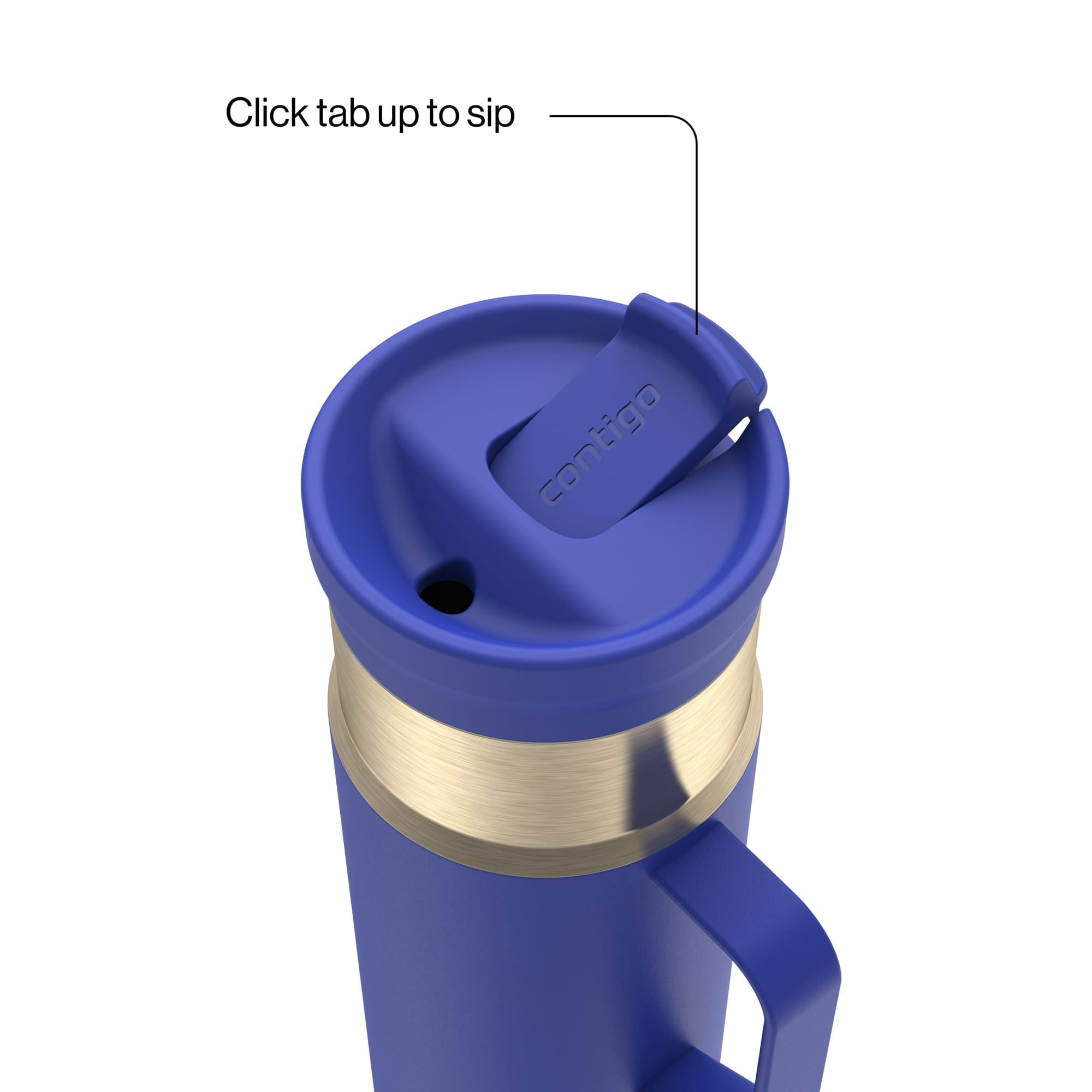 Contigo SnapSeal Leakproof Stainless Steel Reusable Water Bottle Tumbler with Side Handle, Dark Blue/Bronze, 20 oz | TZW7