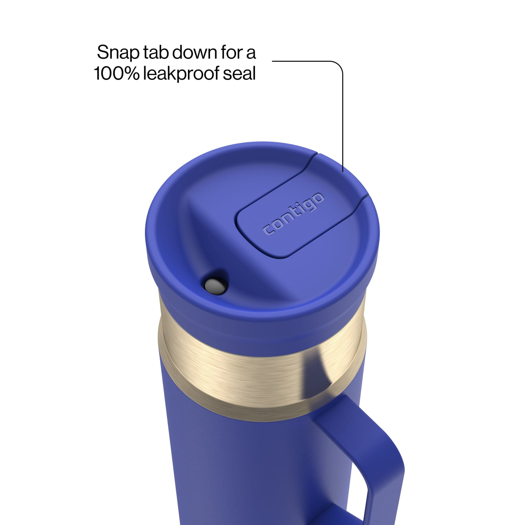 Contigo SnapSeal Leakproof Stainless Steel Reusable Water Bottle Tumbler with Side Handle, Dark Blue/Bronze, 20 oz | TZW7