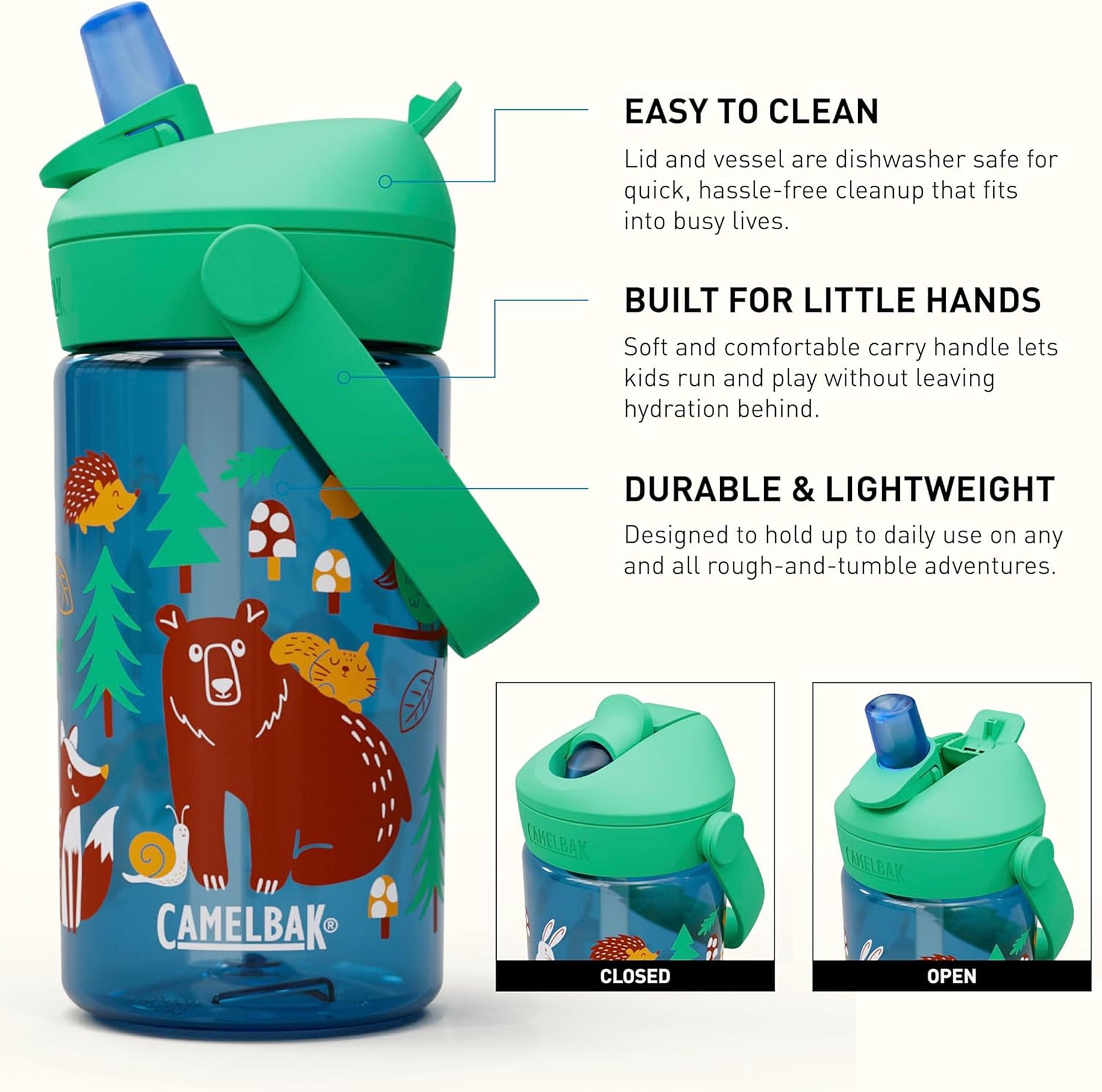 Camelbak Thrive™ Flip Straw Kids 14oz Bottle, Friendly Forest | J8TU