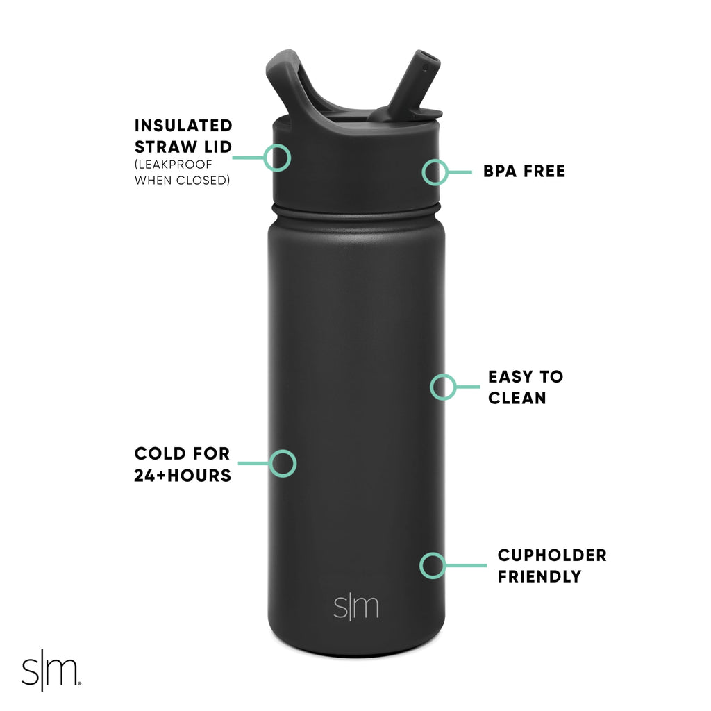 Simple Modern Summit Water Bottle Straw Lid Vacuum Insulated Stainless Steel Bottle | 18 fl oz | ZXVE