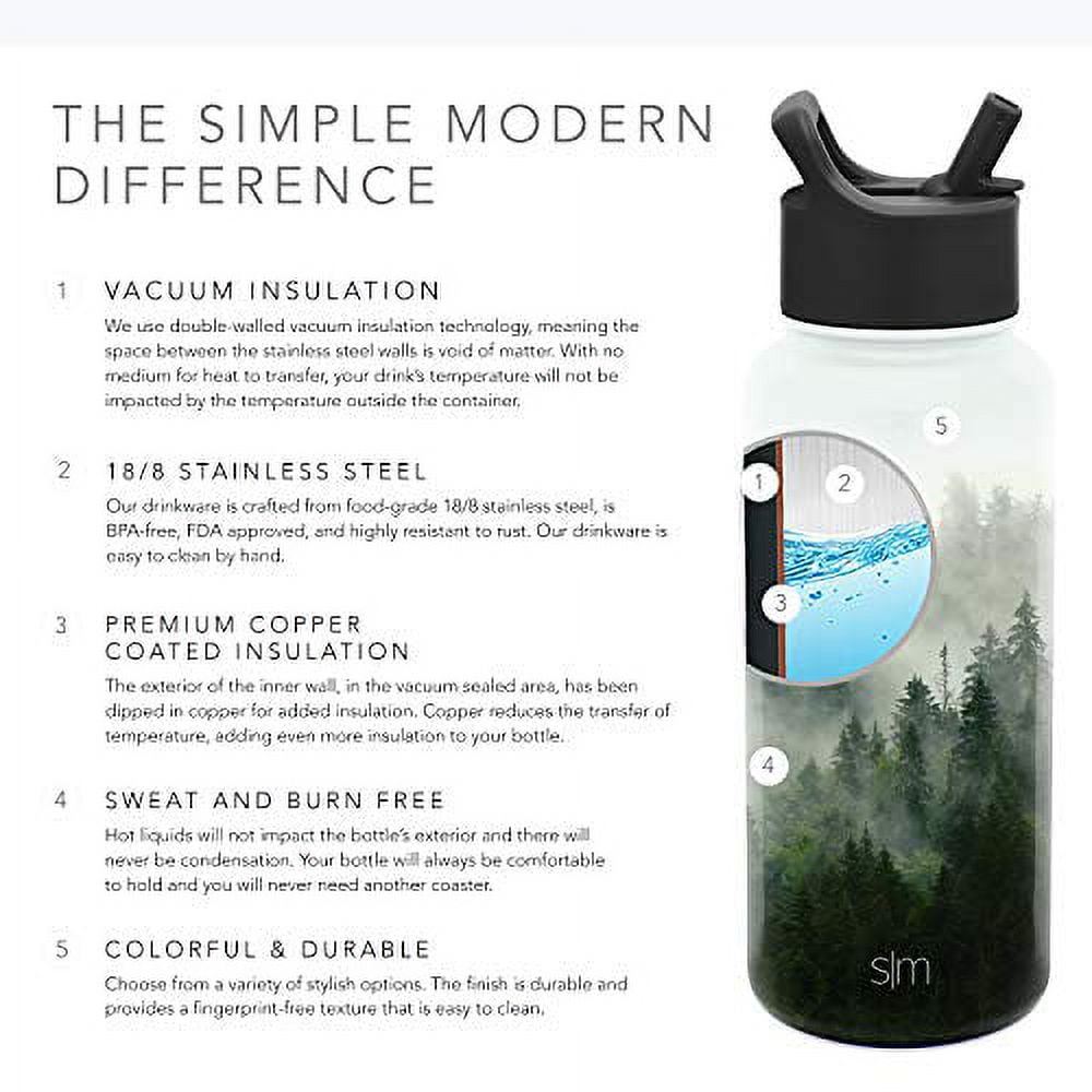 Simple Modern Summit Water Bottle Straw Lid Vacuum Insulated Stainless Steel Bottle | 18 fl oz | ZXVE