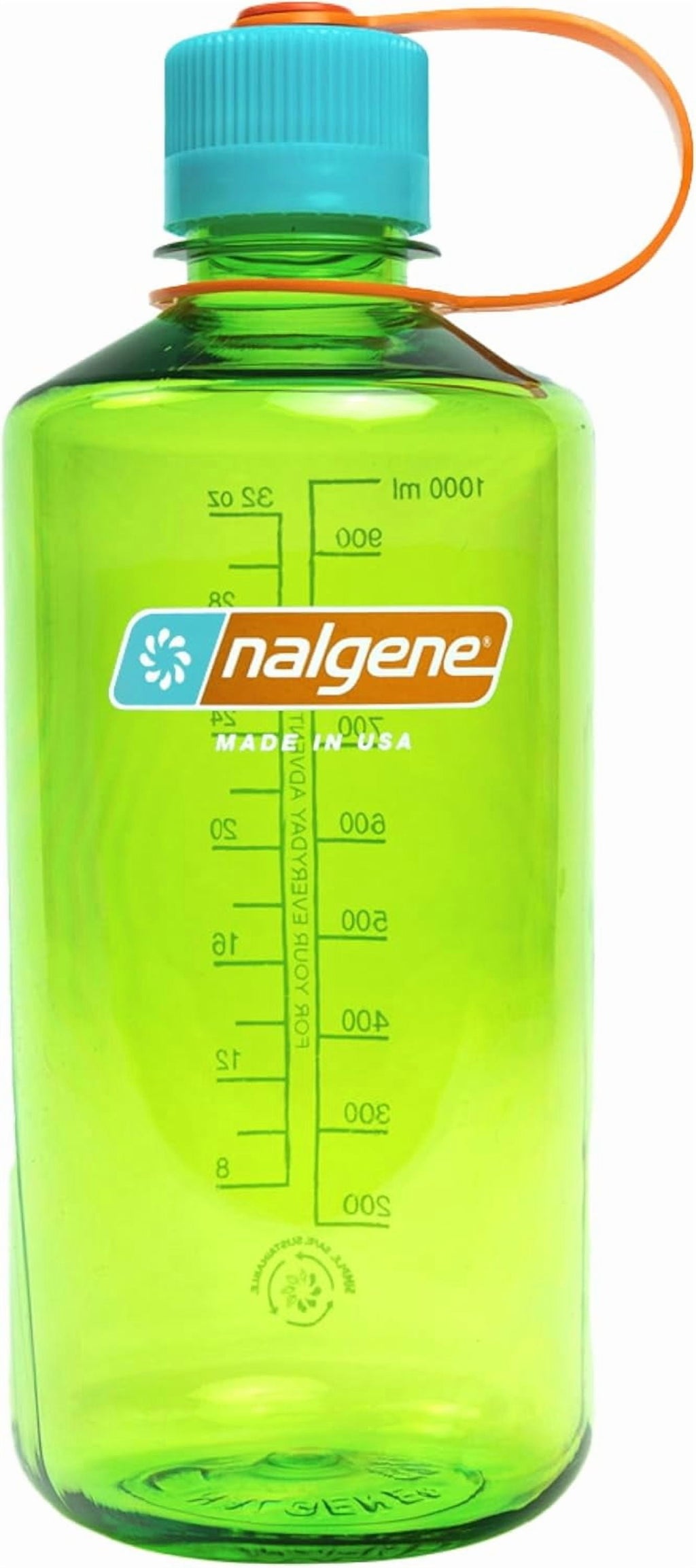 Nalgene Sustain Tritan BPA-Free Water Bottle Made with Material Derived from 50% Plastic Waste, 32 OZ, Narrow Mouth, Pear | 6VG0