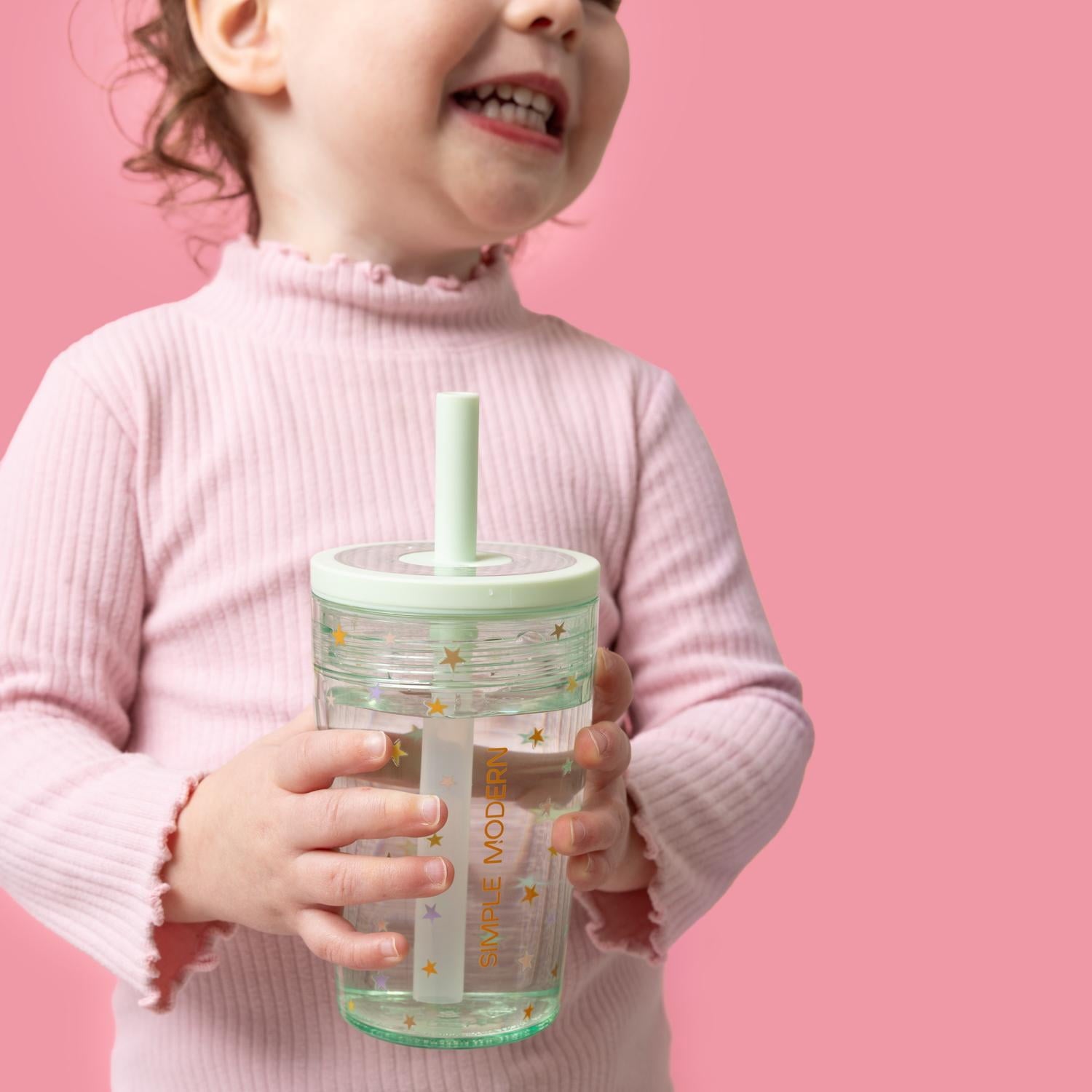 Simple Modern 12 fl oz Tritan Plastic Junior Tumbler with Silicone Straw Lid for Toddlers | Stars | V9ZU