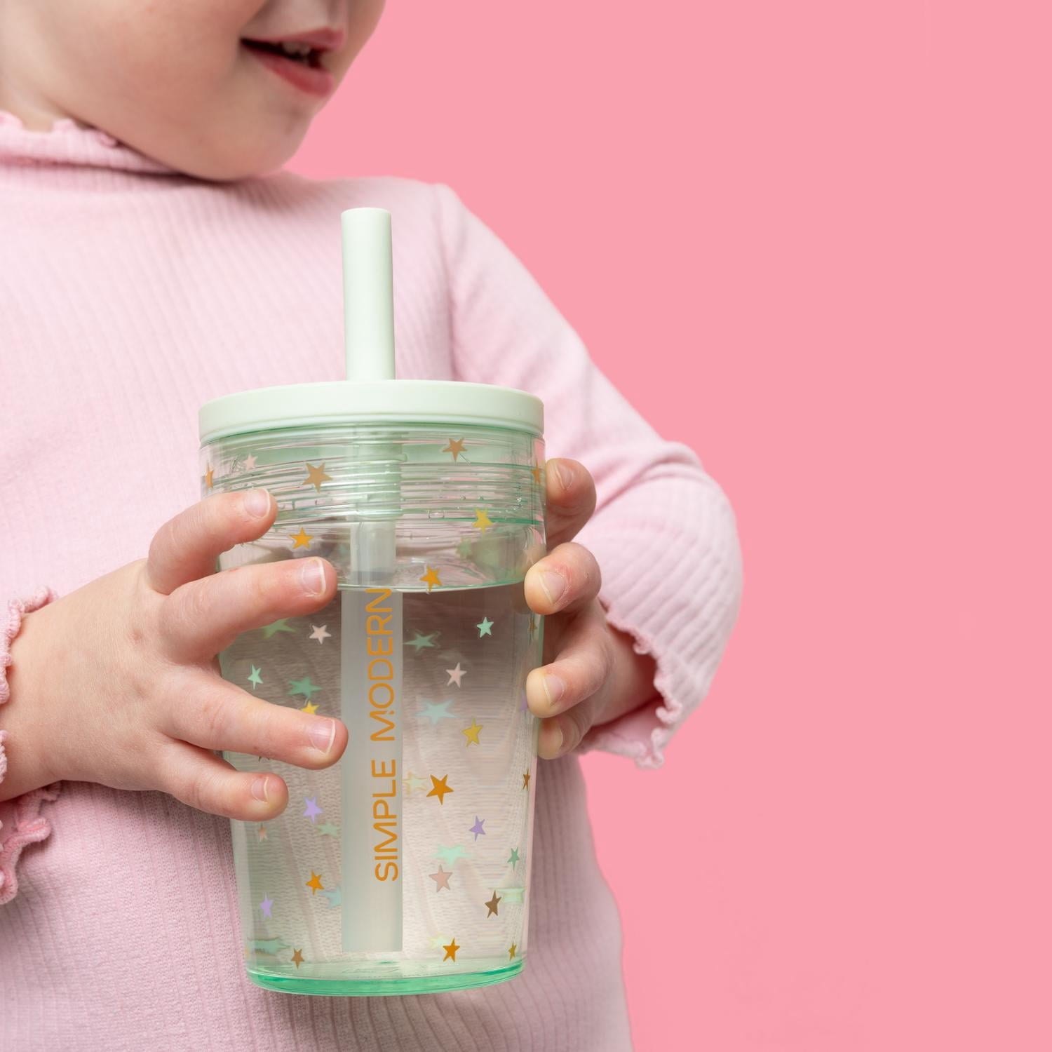 Simple Modern 12 fl oz Tritan Plastic Junior Tumbler with Silicone Straw Lid for Toddlers | Stars | V9ZU