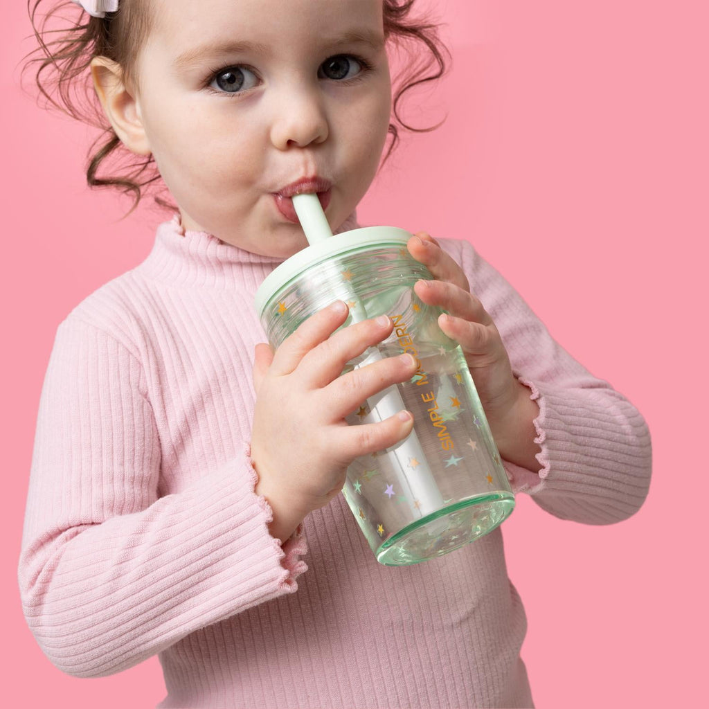 Simple Modern 12 fl oz Tritan Plastic Junior Tumbler with Silicone Straw Lid for Toddlers | Stars | V9ZU