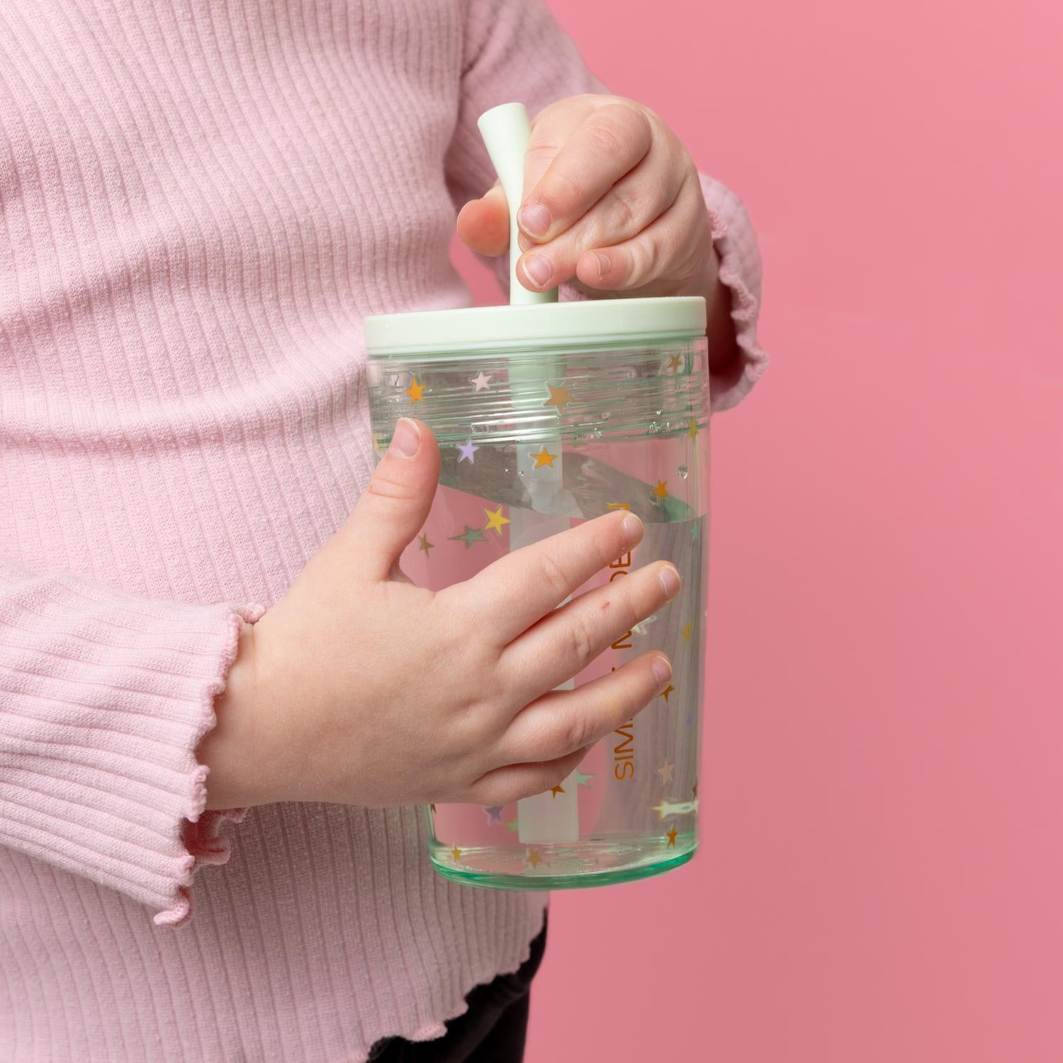 Simple Modern 12 fl oz Tritan Plastic Junior Tumbler with Silicone Straw Lid for Toddlers | Stars | V9ZU