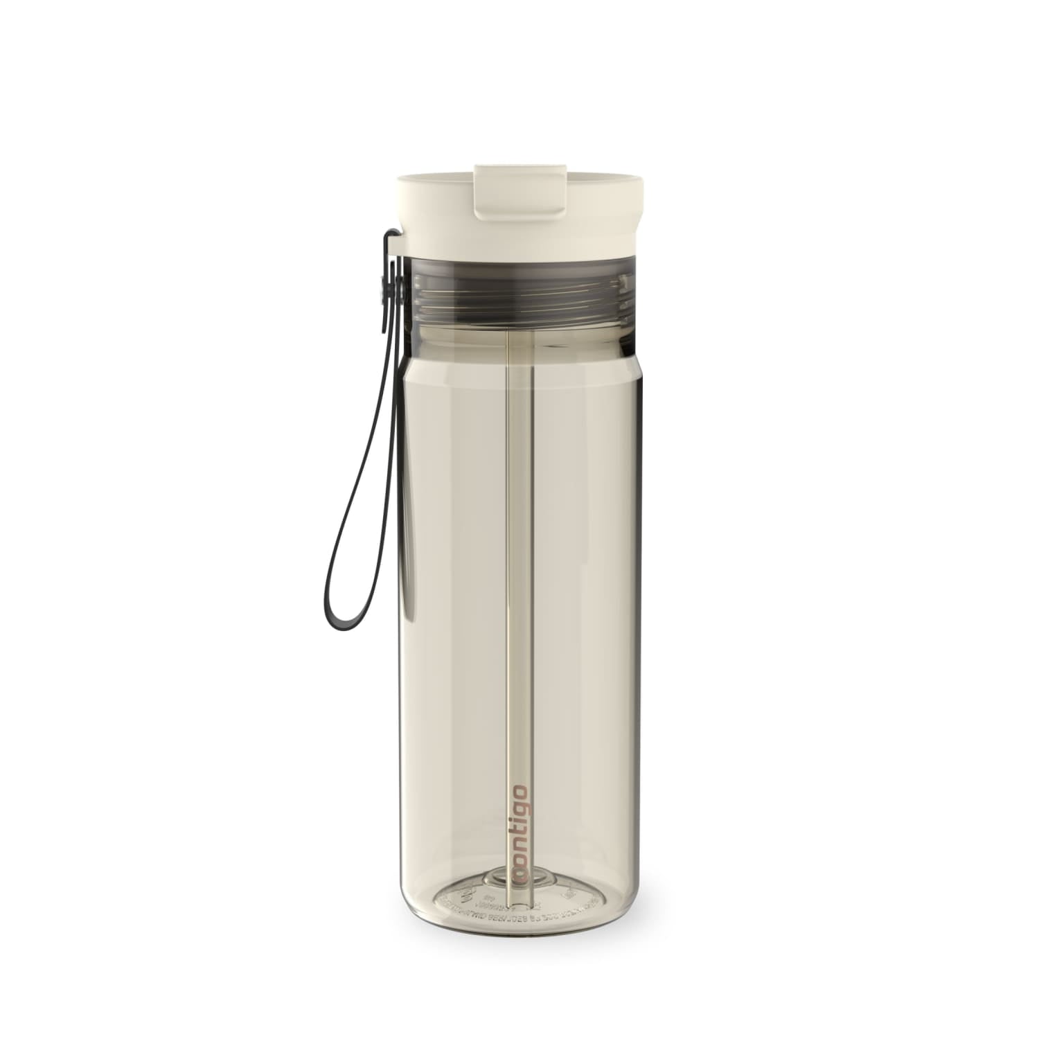 Contigo DualSip Leakproof Plastic Reusable Water Bottle with Carrying Strap, Black/Clear, 24 oz | A68N