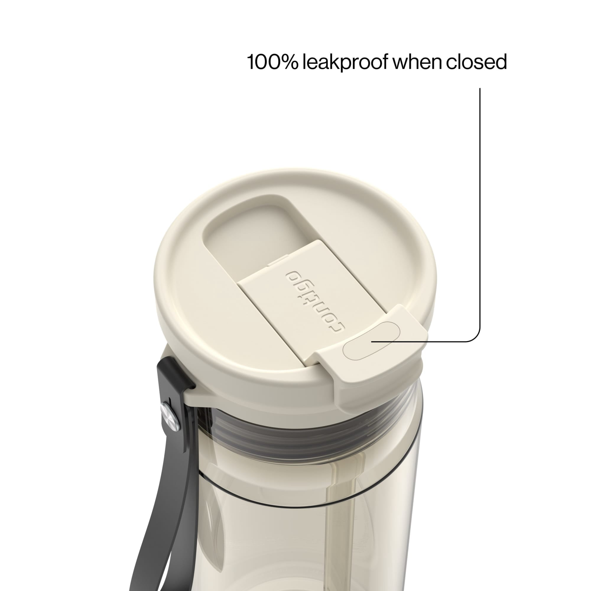 Contigo DualSip Leakproof Plastic Reusable Water Bottle with Carrying Strap, Black/Clear, 24 oz | A68N