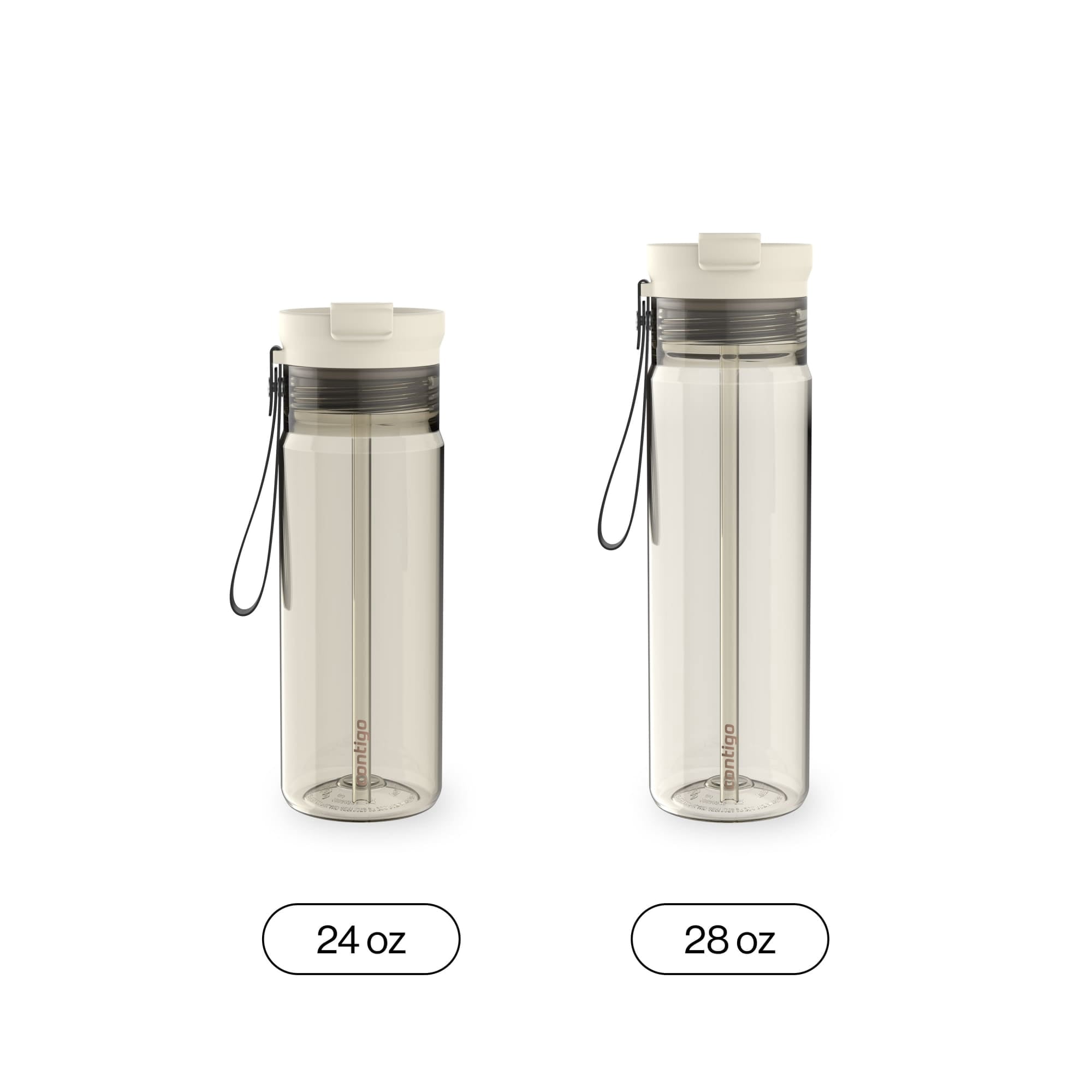 Contigo DualSip Leakproof Plastic Reusable Water Bottle with Carrying Strap, Black/Clear, 24 oz | A68N