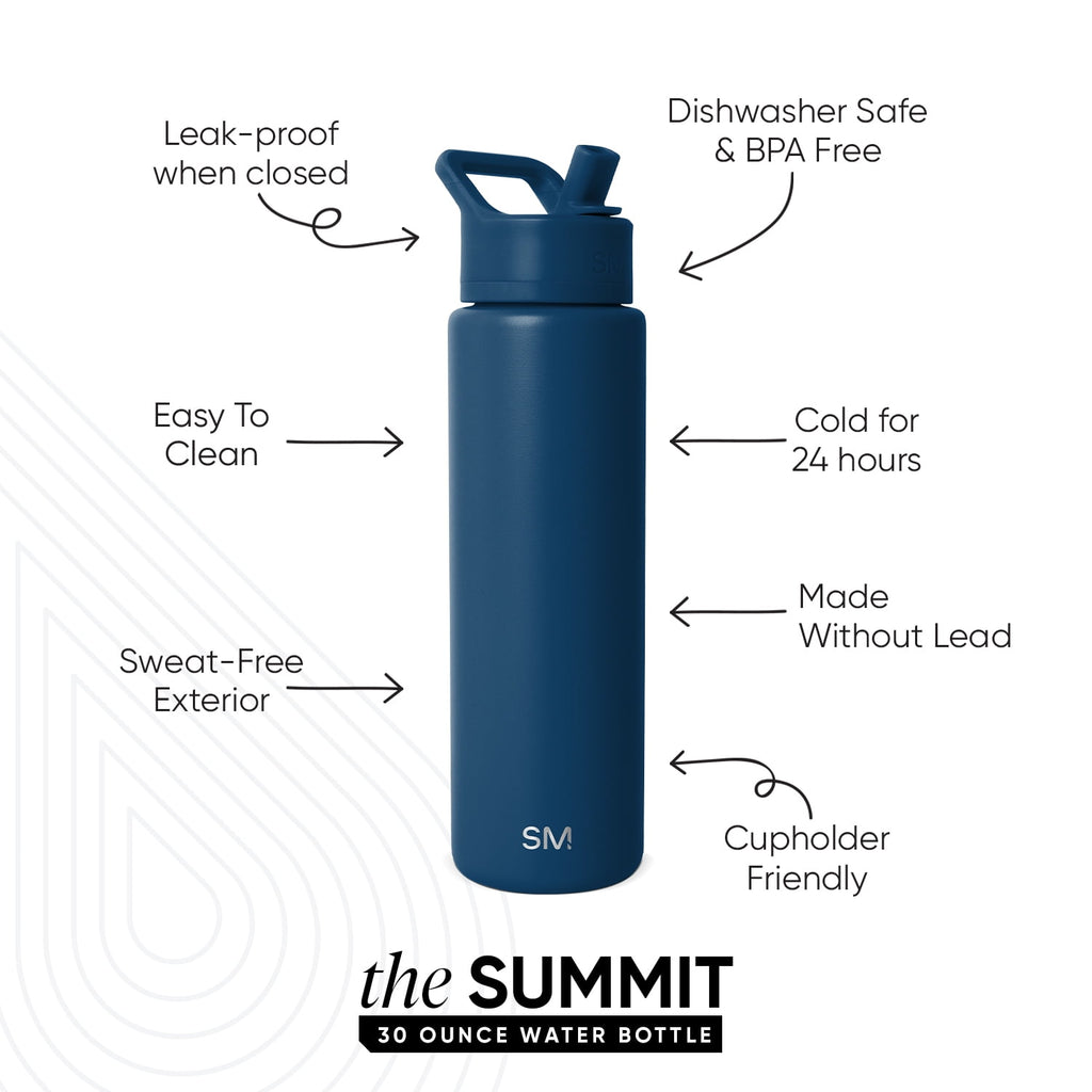Simple Modern 30 fl oz Insulated Stainless Steel Summit Wide Mouth Water Bottle with Straw Lid | Slumberland | 5UT3