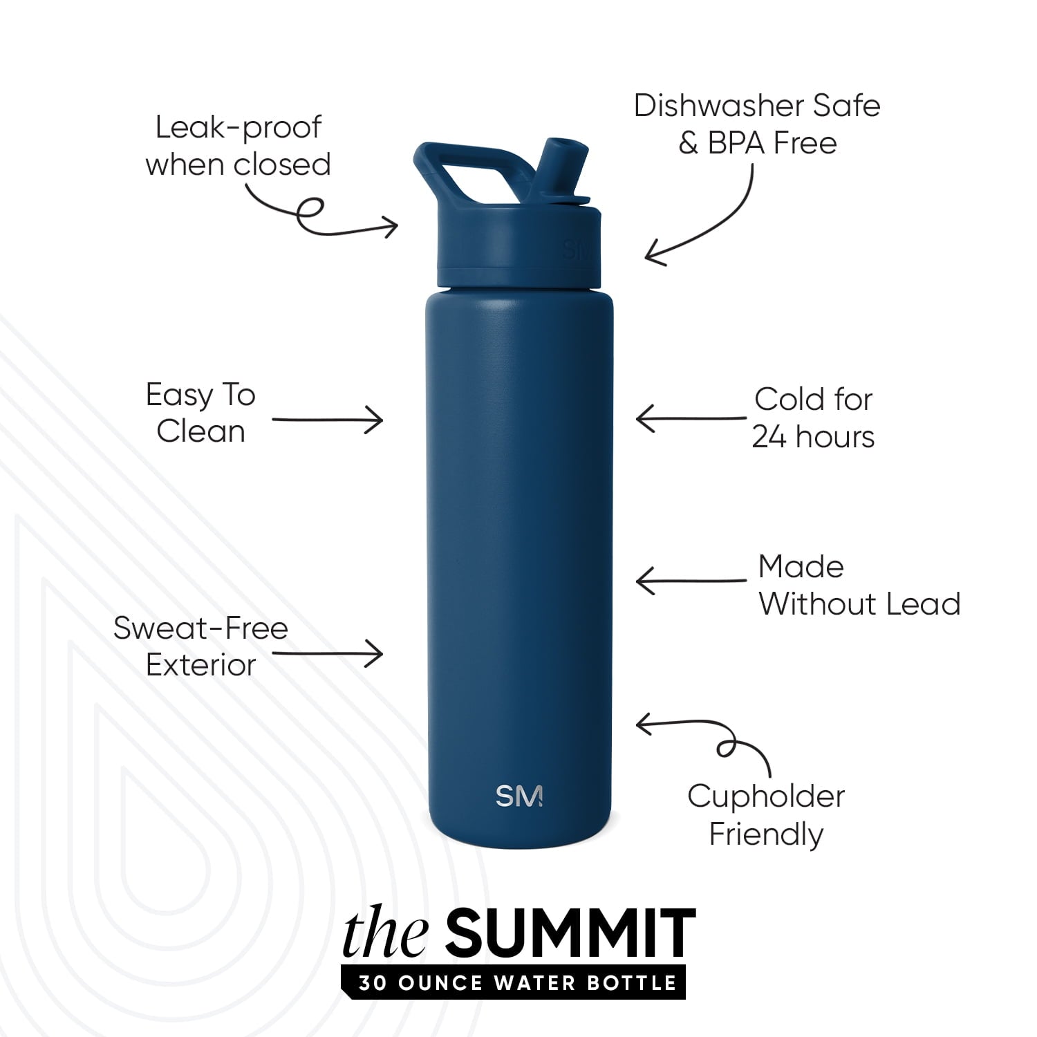 Simple Modern 30 fl oz Insulated Stainless Steel Summit Wide Mouth Water Bottle with Straw Lid | Slumberland | 5UT3
