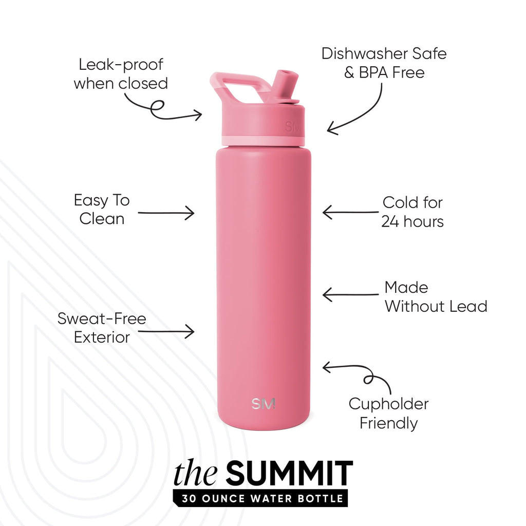 Simple Modern 30 fl oz Insulated Stainless Steel Summit Wide Mouth Water Bottle with Straw Lid | Slumberland | 5UT3