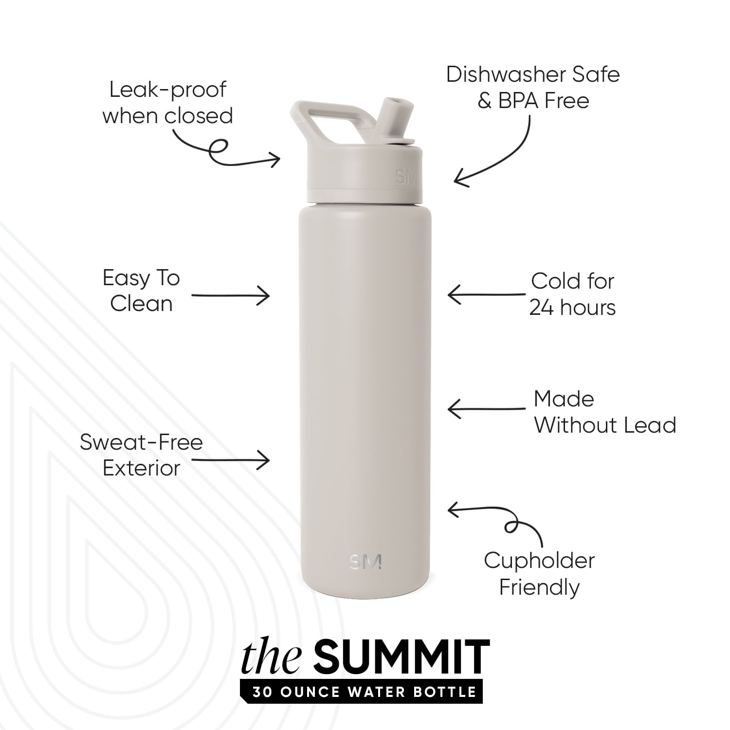 Simple Modern 30 fl oz Insulated Stainless Steel Summit Wide Mouth Water Bottle with Straw Lid | Slumberland | 5UT3