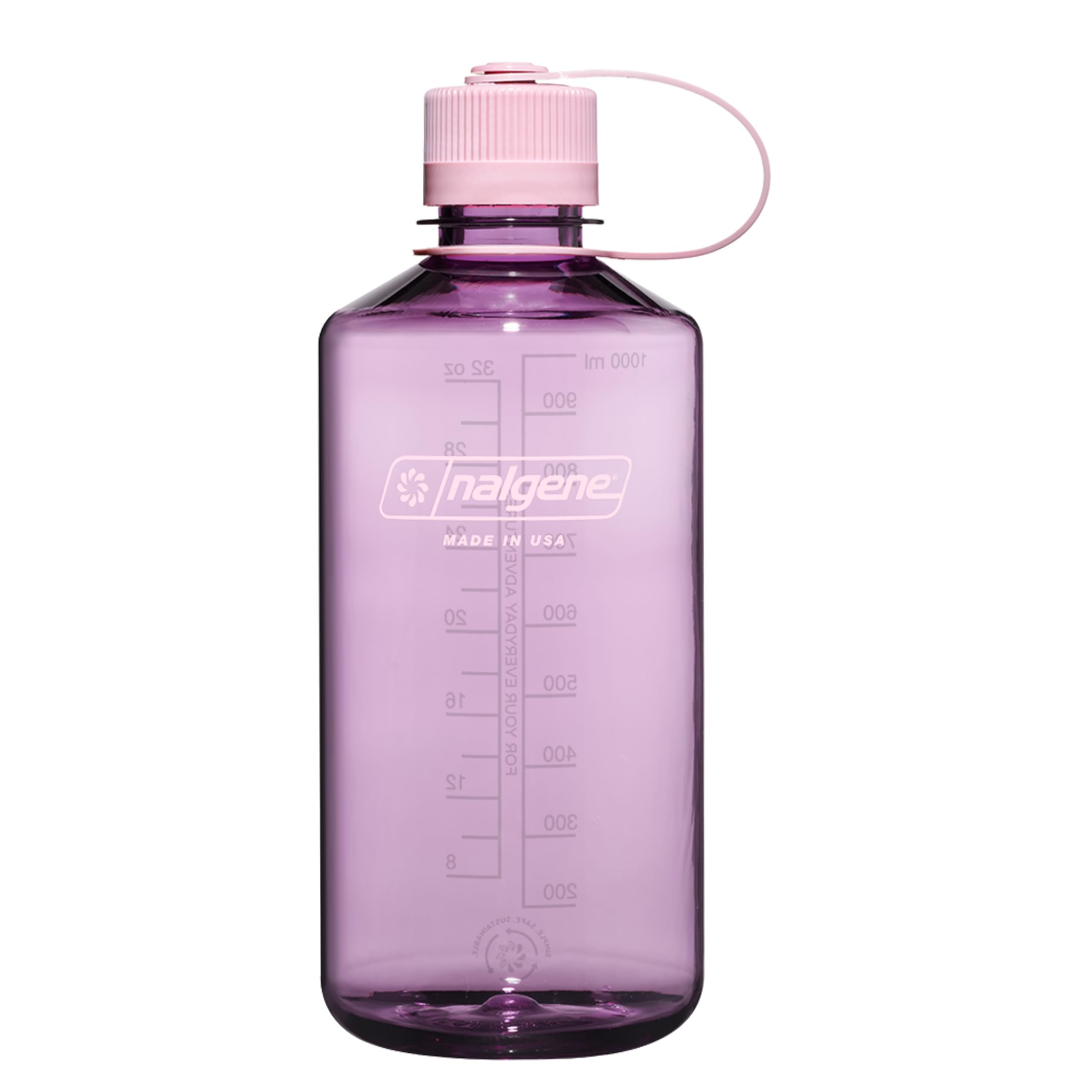 Nalgene Sustain Tritan BPA-Free Water Bottle Made with Material Derived from 50% Plastic Waste (using ISCC certified mass balance), 32 OZ, Narrow Mouth, Cherry Blossom | 1J50