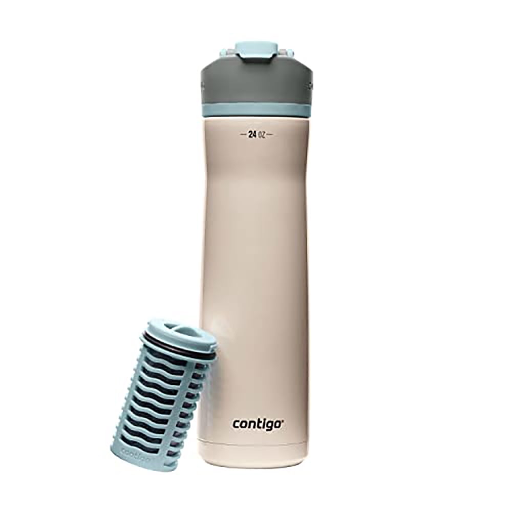 Contigo Clybourn Chill Stainless Steel FreeFlow Filter Water Bottle with AUTOSEAL, 24oz Salt | 3JGW