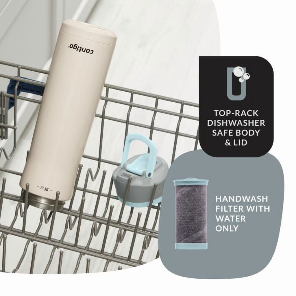 Contigo Clybourn Chill Stainless Steel FreeFlow Filter Water Bottle with AUTOSEAL, 24oz Salt | 3JGW