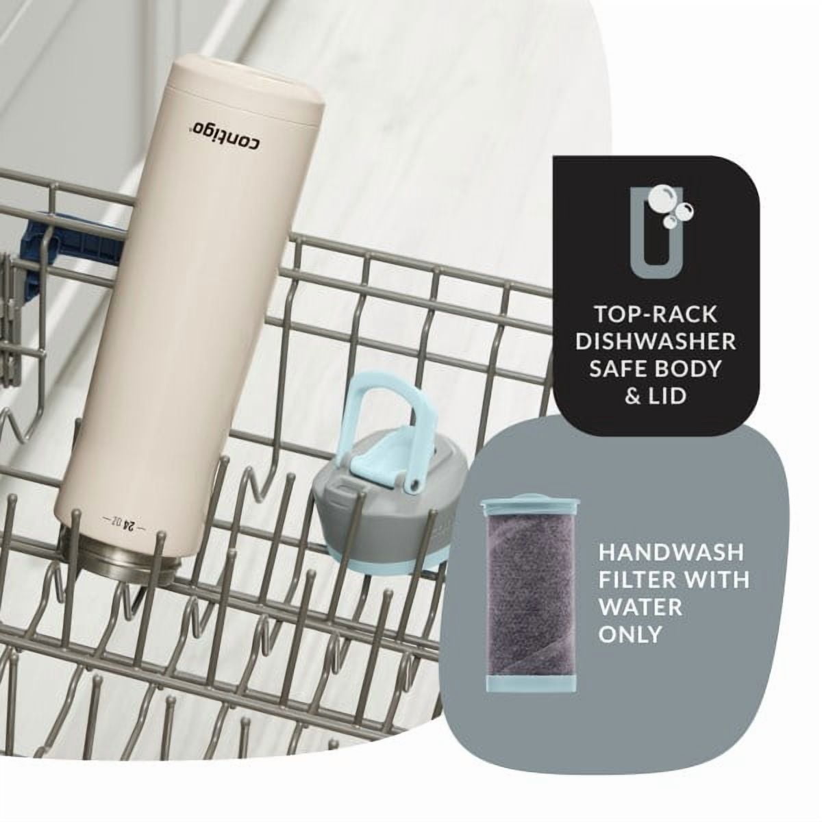 Contigo Clybourn Chill Stainless Steel FreeFlow Filter Water Bottle with AUTOSEAL, 24oz Salt | 3JGW