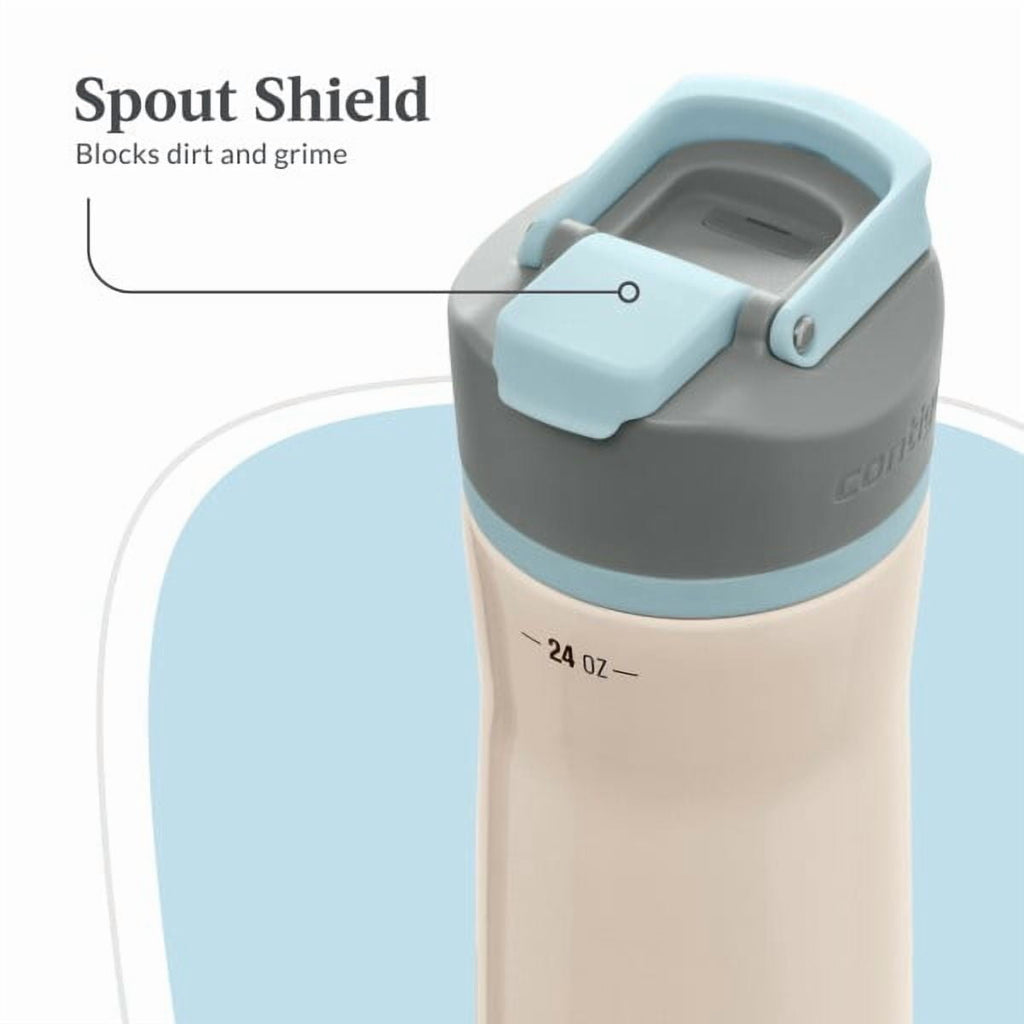 Contigo Clybourn Chill Stainless Steel FreeFlow Filter Water Bottle with AUTOSEAL, 24oz Salt | 3JGW