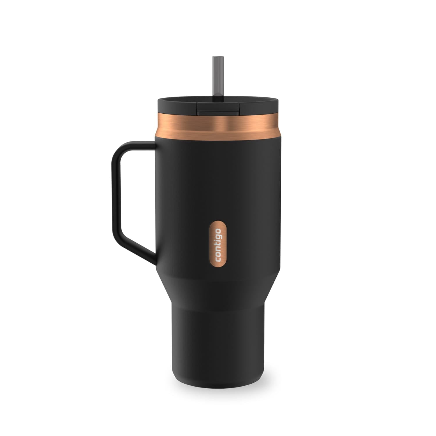 Contigo SnapSeal Leakproof Stainless Steel Reusable Water Bottle Tumbler with Side Handle, Black/Bronze, 30 oz | B9EJ