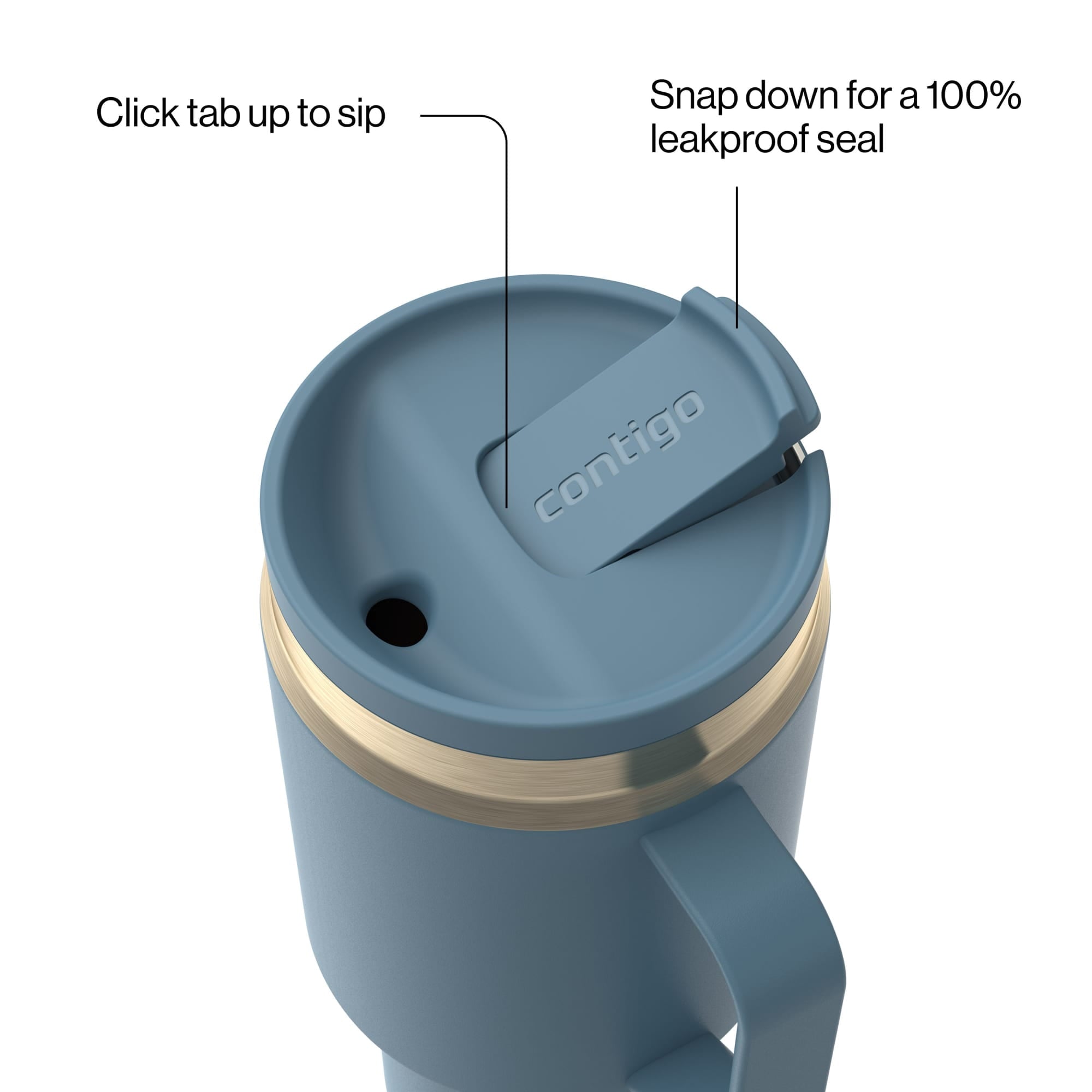Contigo SnapSeal Leakproof Stainless Steel Reusable Water Bottle Tumbler with Side Handle, Black/Bronze, 30 oz | B9EJ