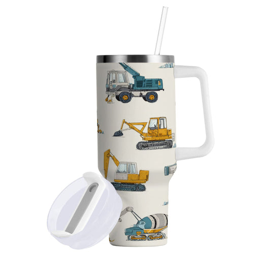 30 oz Insulated Stainless Steel Tumbler Double Wall Stainless Steel Tumbler with 2-Way Drinking Engineering Vehicle Pattern | 50L8