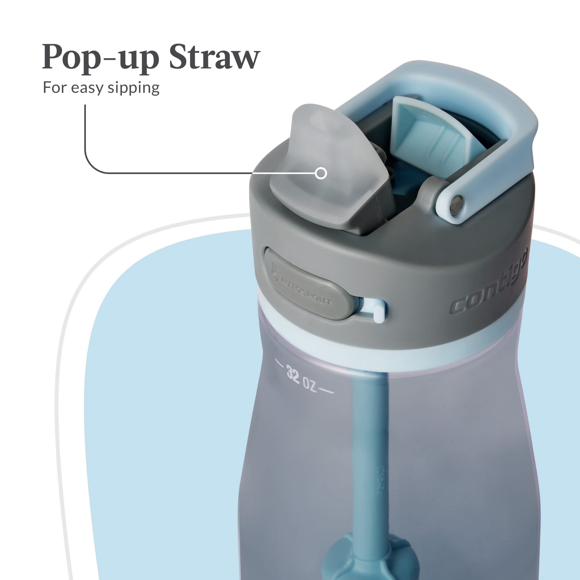 Contigo Wells Plastic Filter Water Bottle with AUTOSPOUT Straw Lid, 32 oz., Dark Ice | JXON