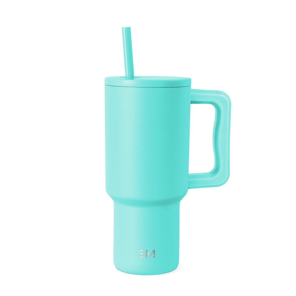 Simple Modern 30 fl oz Insulated Stainless Steel Trek Tumbler with Straw Lid | Seaglass Sage and Cream Checkmate | P40Y