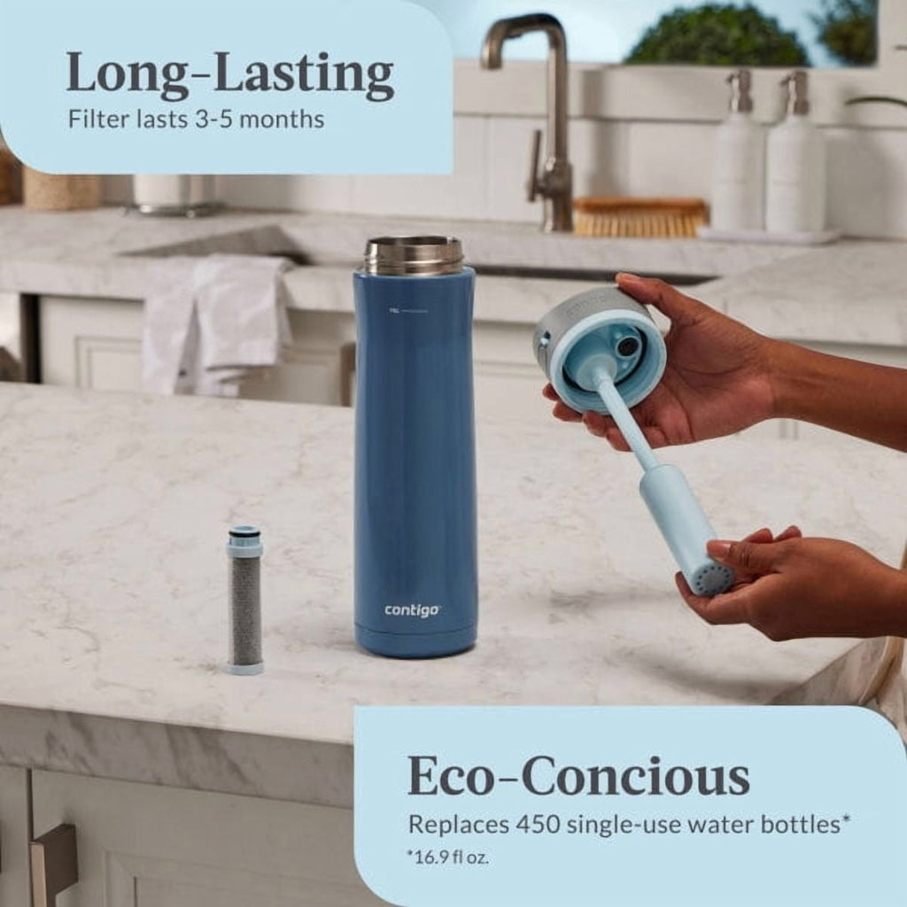 Contigo 24 oz. Wells Chill Stainless Steel Filter Bottle w/ Filters - Dark Ice | C35P