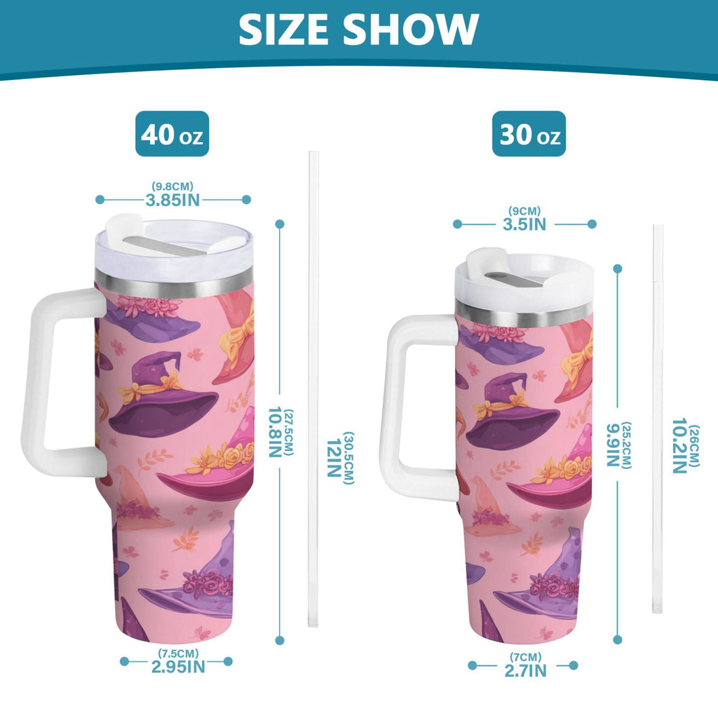 30 oz Insulated Stainless Steel Tumbler Double Wall Stainless Steel Tumbler with 2-Way Drinking Colorful Hat Pattern | 3F70