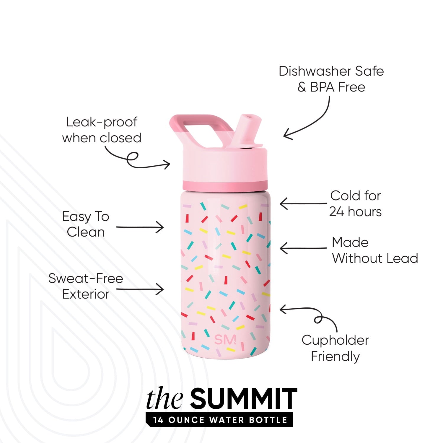 Simple Modern 14oz Summit Water Bottle with Straw Lid | Confetti | 1ZCR