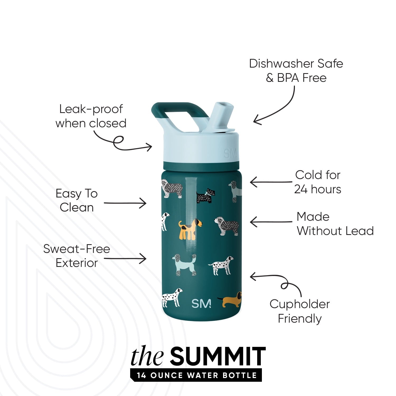 Simple Modern 14oz Summit Water Bottle with Straw Lid | Confetti | 1ZCR
