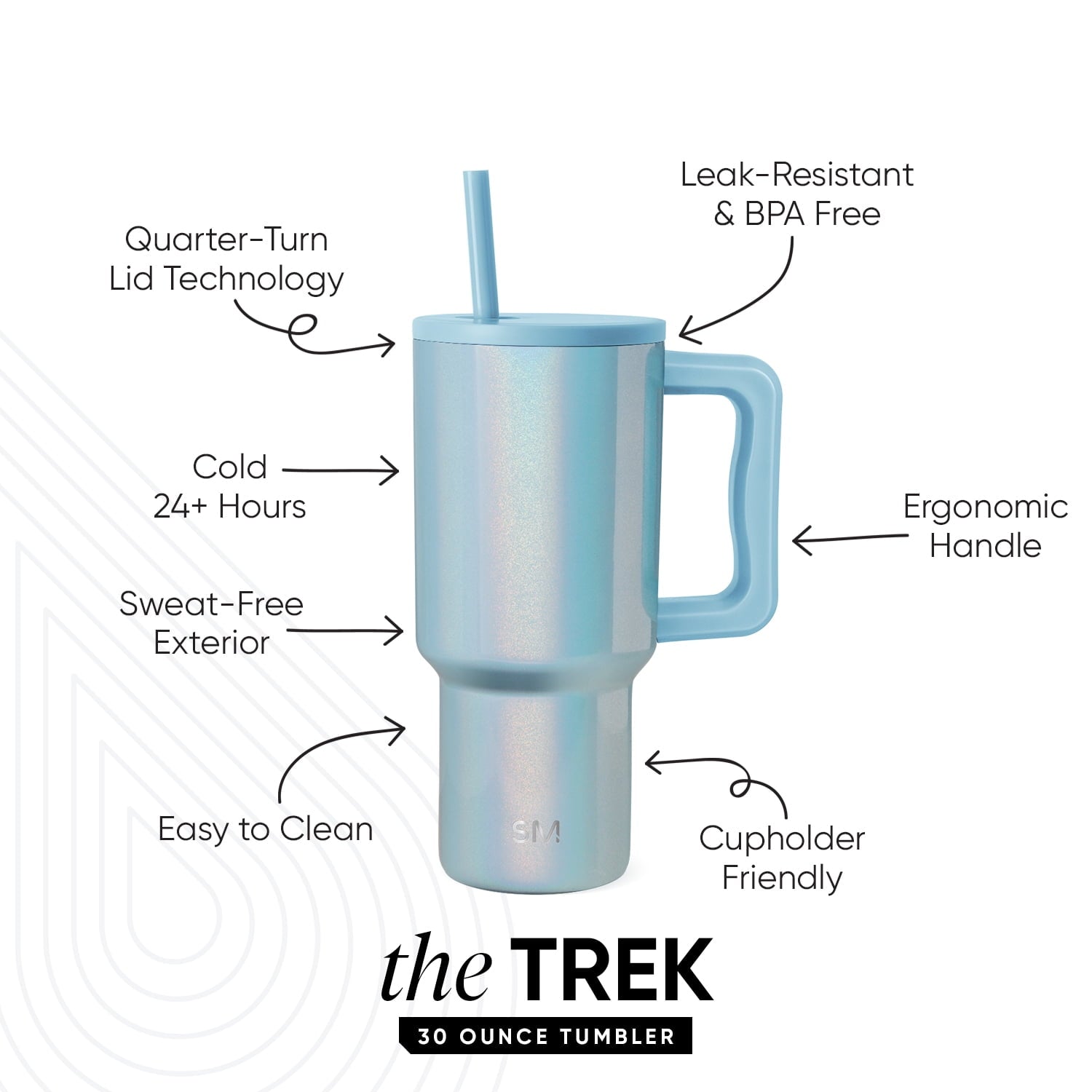 Simple Modern 30 fl oz Insulated Stainless Steel Trek Tumbler with Straw Lid | Seaglass Sage and Cream Checkmate | P40Y