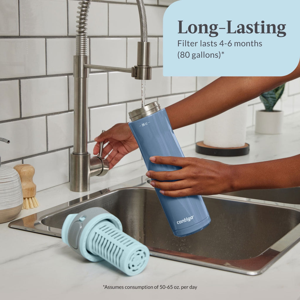 Contigo Clybourn FreeFlow Filter Water Bottle Replacement Filter, 1 Count | W4WQ