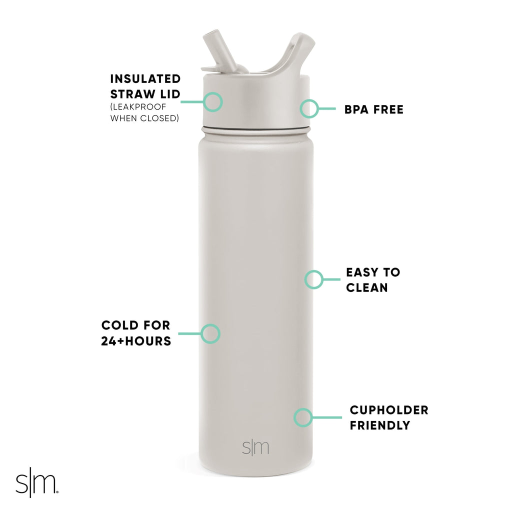 Simple Modern Summit Water Bottle Straw Lid Vacuum Insulated Stainless Steel Bottle | 22 fl oz | YTVK