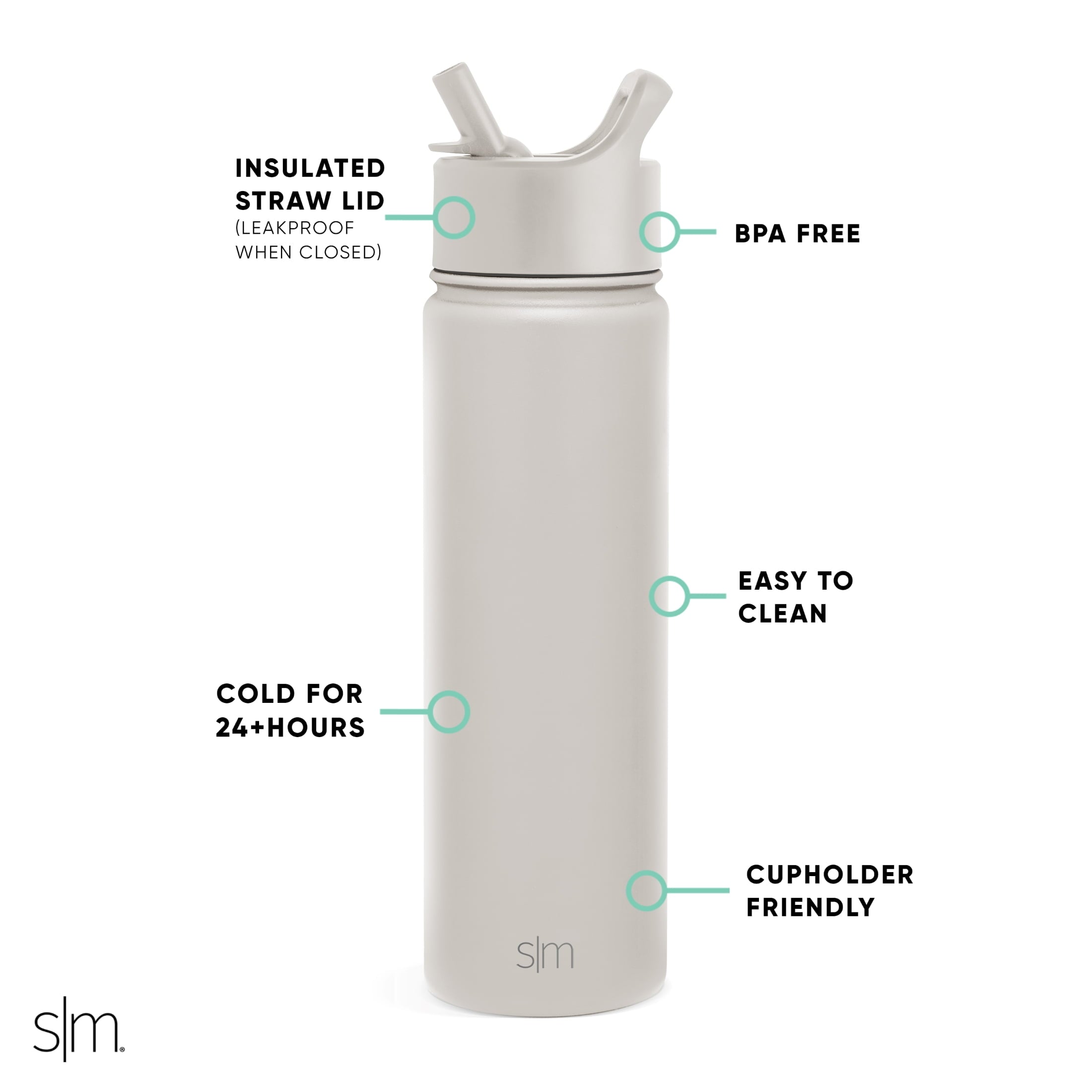 Simple Modern Summit Water Bottle Straw Lid Vacuum Insulated Stainless Steel Bottle | 22 fl oz | YTVK