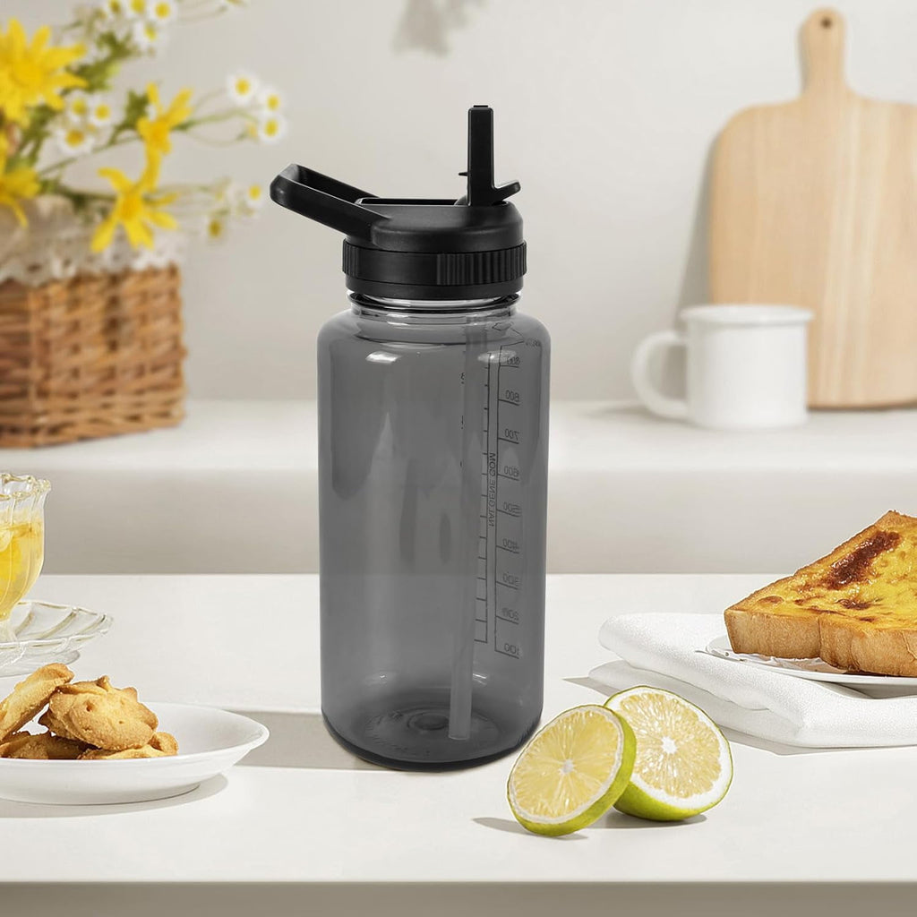 Straw Lid Compatible with Nalgene Water Bottles 32 OZ, BPA-Free Straws Lid with Handle for Nalgene Wide Mouth, Replacement Bottle Cap Accessories with 2 Straws and 1 Straw Brush | KMHI