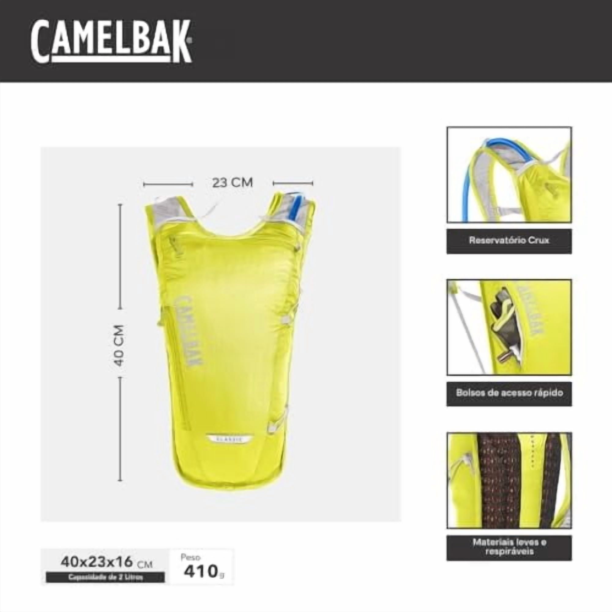 Camelbak Classic Light Hydration Pack Bag Inc Reservior Yellow/Silver 70oz | 58P6