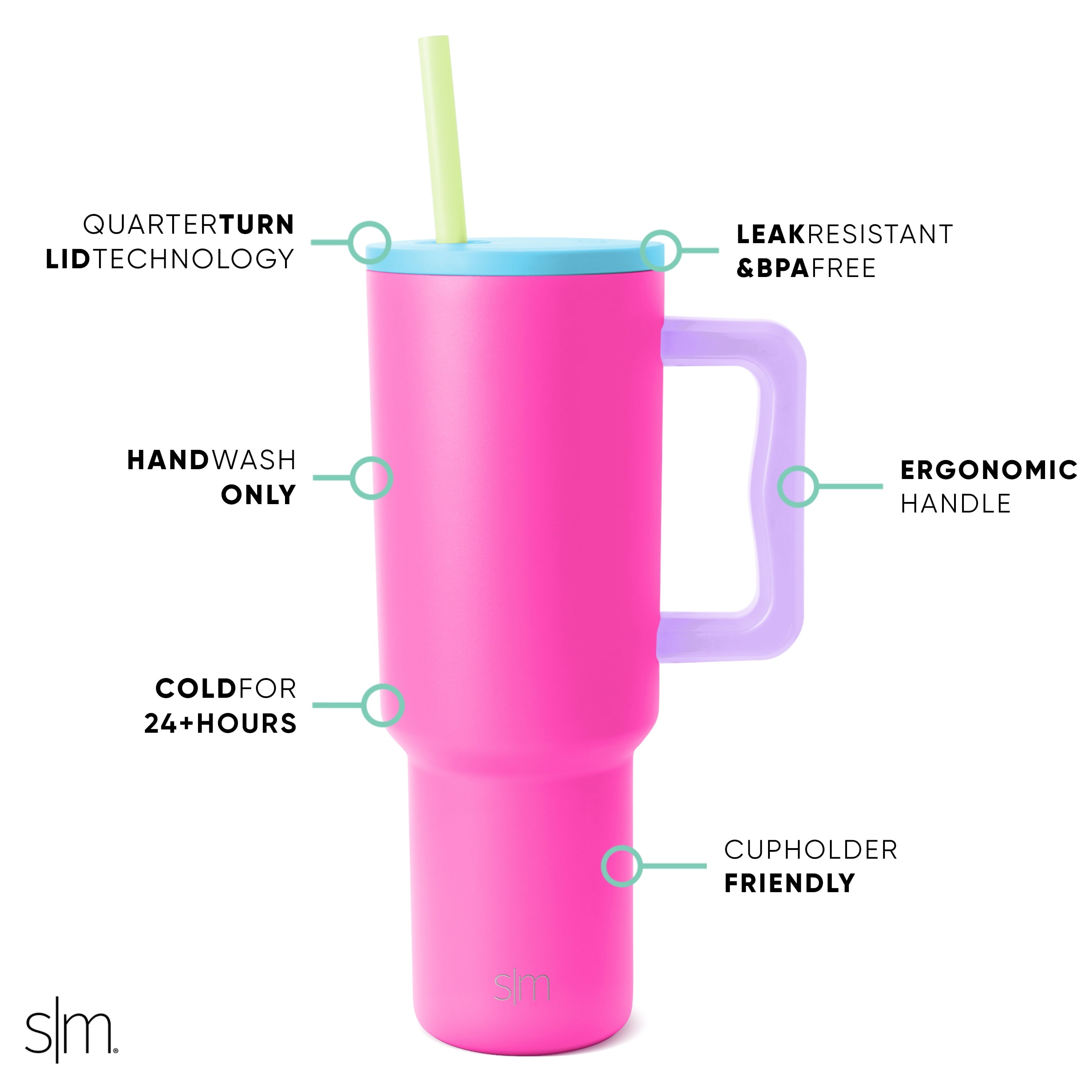 Simple Modern 40 fl oz Insulated Stainless Steel Trek Tumbler with Straw Lid | 80s Mix | 6I21
