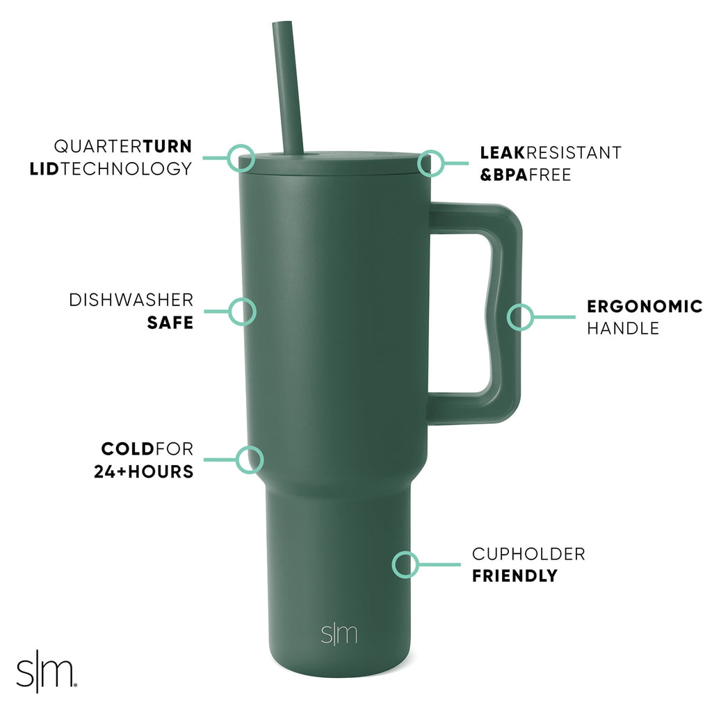 Simple Modern 40 fl oz Insulated Stainless Steel Trek Tumbler with Straw Lid | 80s Mix | 6I21