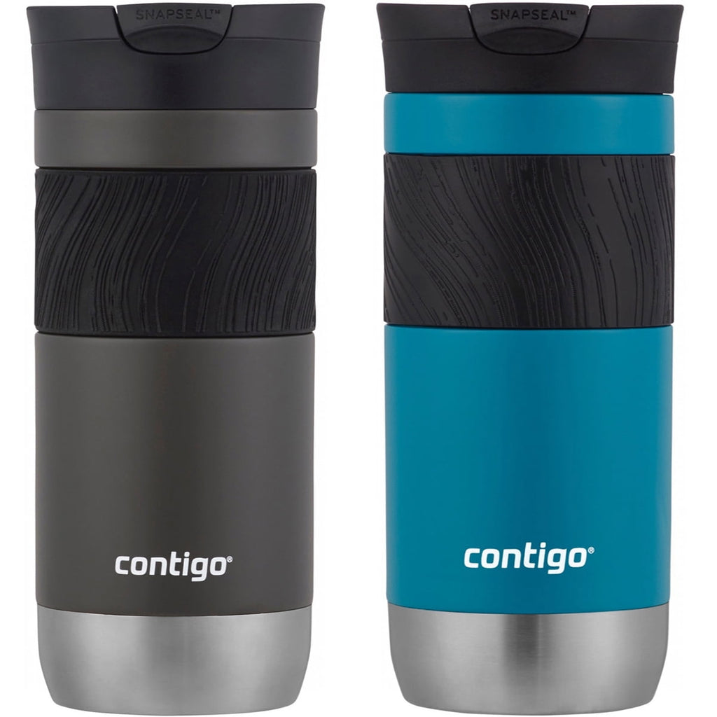 Contigo Byron 2.0 Stainless Steel Travel Mug with SNAPSEAL Lid and Grip, 20 oz, Sake &amp; Blue Corn, 2-Pack | PSKL