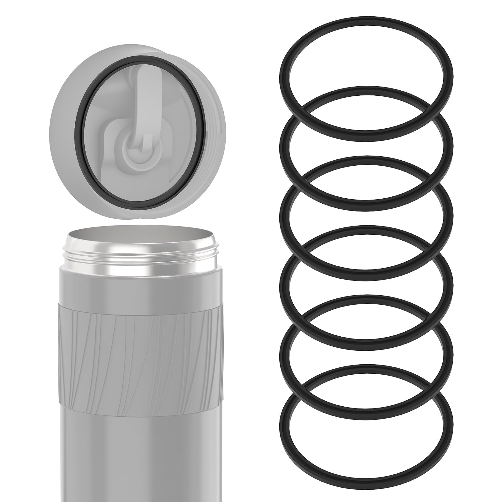 Linkidea 6 Pack Water Bottle Gasket Replacement Compatible with Contigo Byron Snapseal Travel Mug 16oz/20oz, Silicone O Ring Leak Proof Rubber Seal with Tweezer for Bottle Lid, Black | MVAN