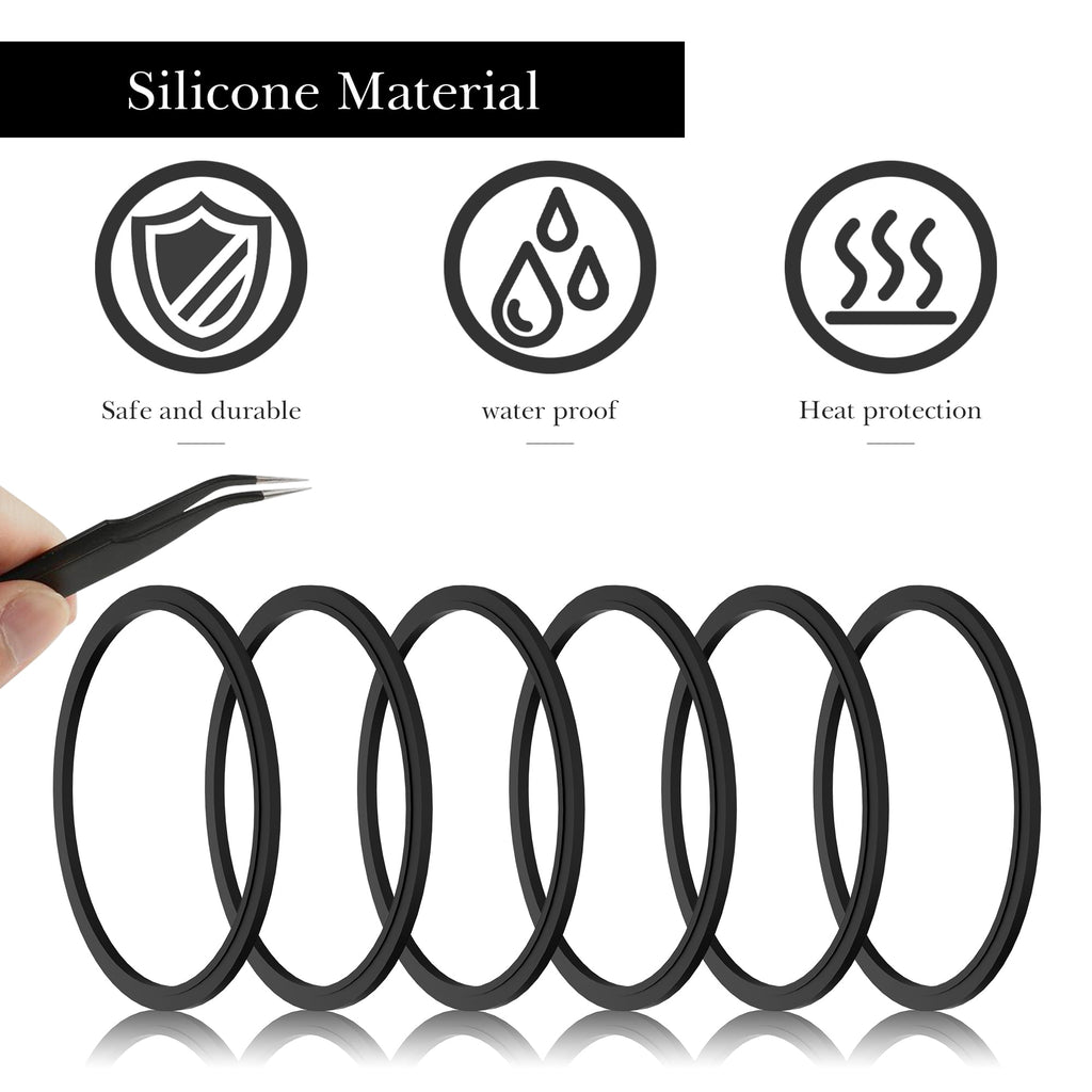 Linkidea 6 Pack Water Bottle Gasket Replacement Compatible with Contigo Byron Snapseal Travel Mug 16oz/20oz, Silicone O Ring Leak Proof Rubber Seal with Tweezer for Bottle Lid, Black | MVAN