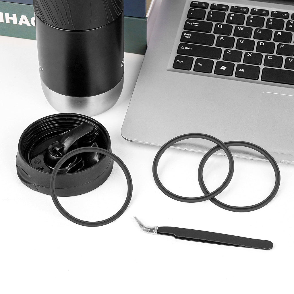 Linkidea 6 Pack Water Bottle Gasket Replacement Compatible with Contigo Byron Snapseal Travel Mug 16oz/20oz, Silicone O Ring Leak Proof Rubber Seal with Tweezer for Bottle Lid, Black | MVAN