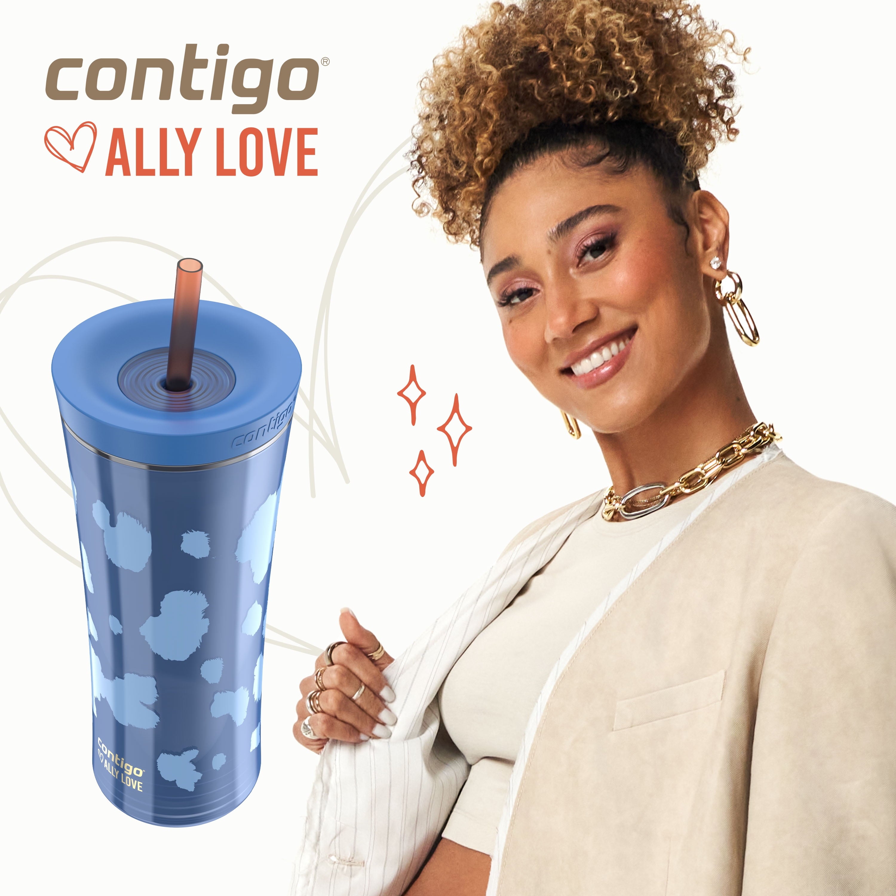 Contigo 20oz Shake &amp; Go Tumbler, Plastic with Straw, Stellar Jay Cowhide Couture | 5098