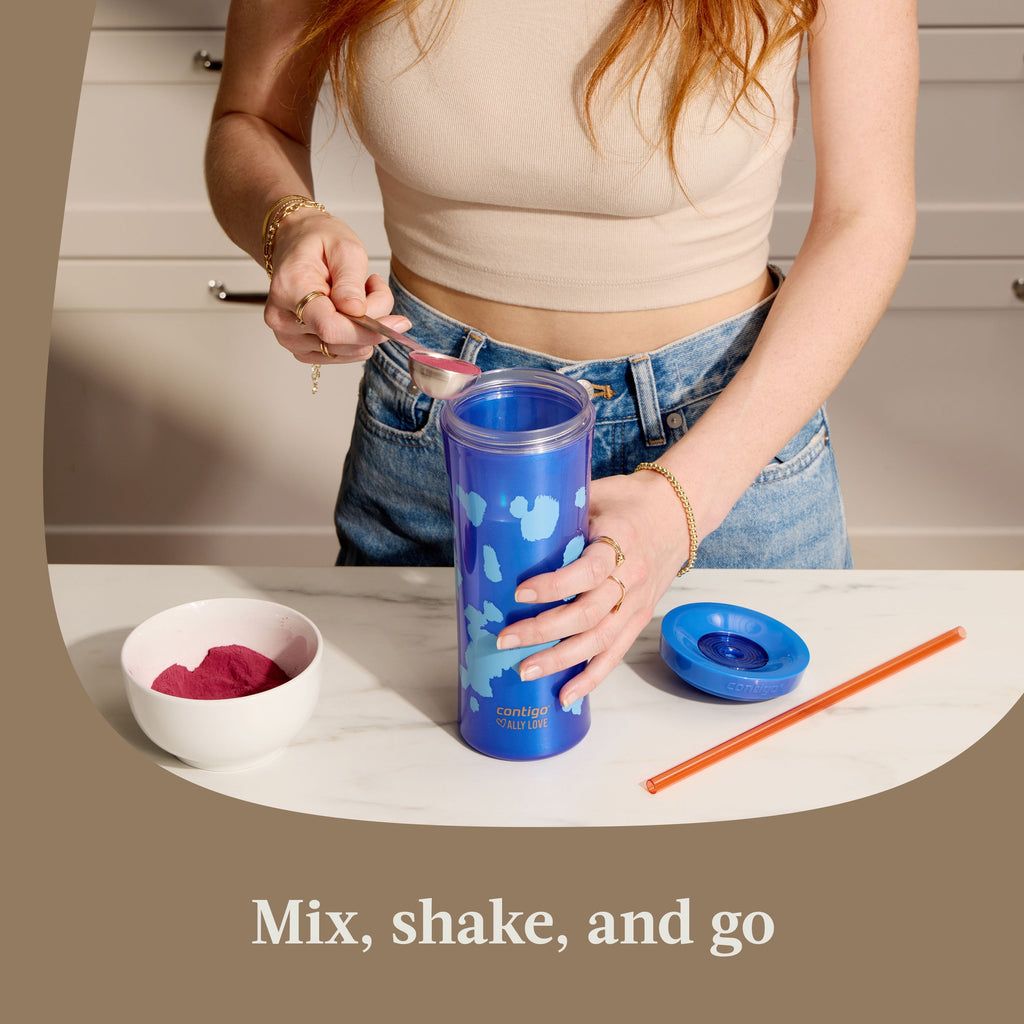 Contigo 20oz Shake &amp; Go Tumbler, Plastic with Straw, Stellar Jay Cowhide Couture | 5098
