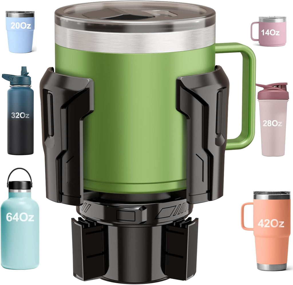 Cup Holder Expander: One-Button Open, Universal, Adjustable Holder(Diameter 2.6"- 4.8"), Cup Holder Expander for , , Nalgene, Takeya, Camelbak, Ramblers, , Tumblers, Mugs | DQB6