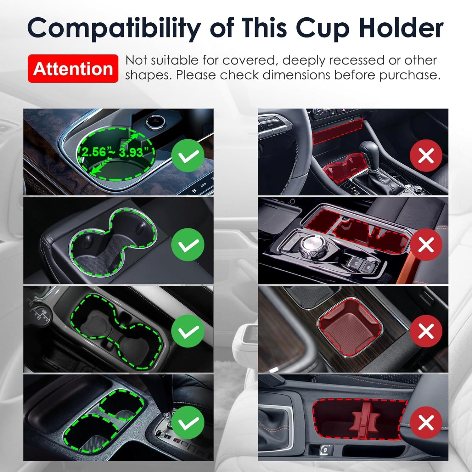 Cup Holder Expander: One-Button Open, Universal, Adjustable Holder(Diameter 2.6"- 4.8"), Cup Holder Expander for , , Nalgene, Takeya, Camelbak, Ramblers, , Tumblers, Mugs | DQB6